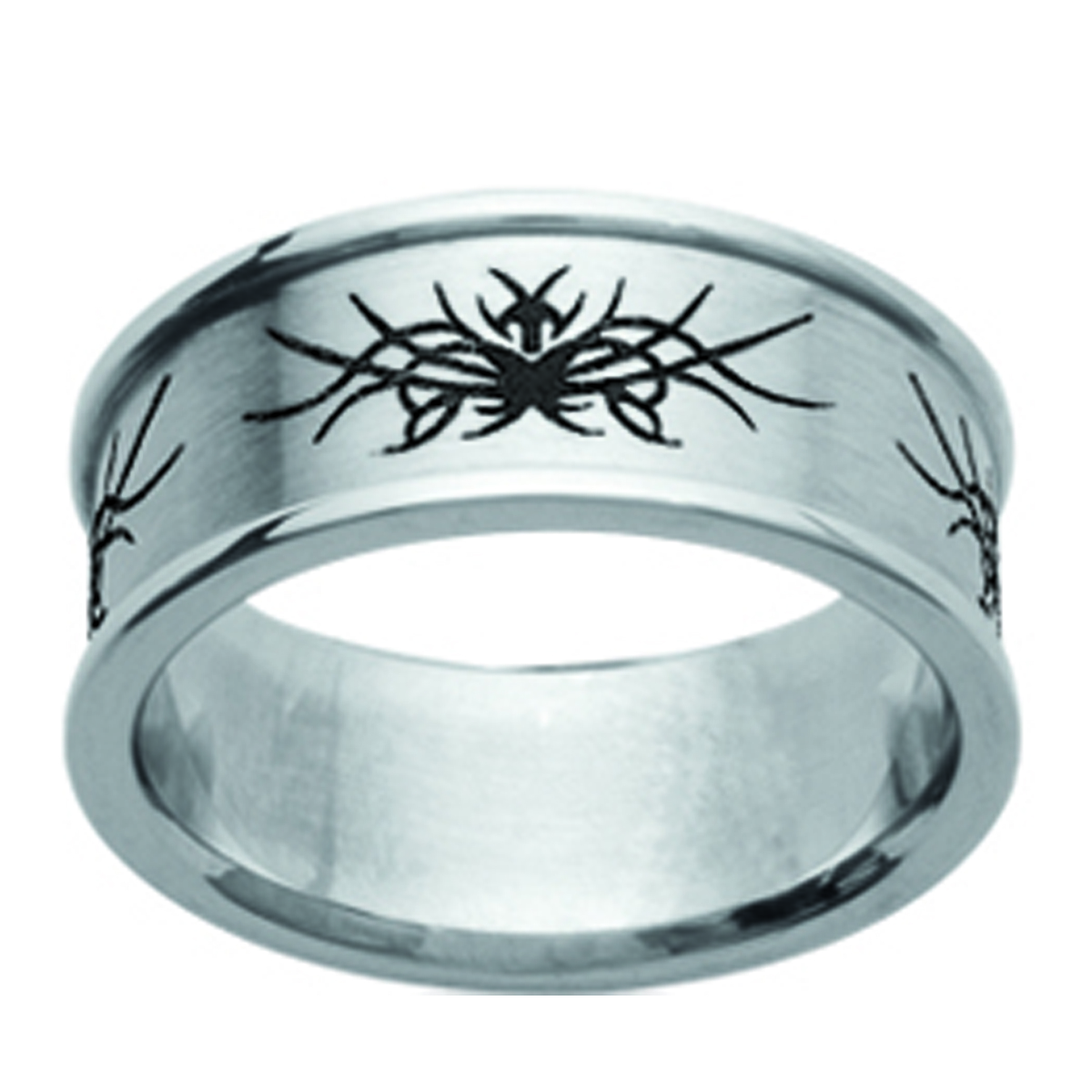 Bague acier \'Peaceful\' argenté - 8 mm - [D7483]