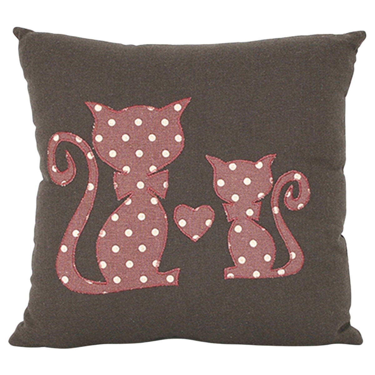 Coussin créateur \'Chats\' marron rose - 30x30 cm - [R6578]