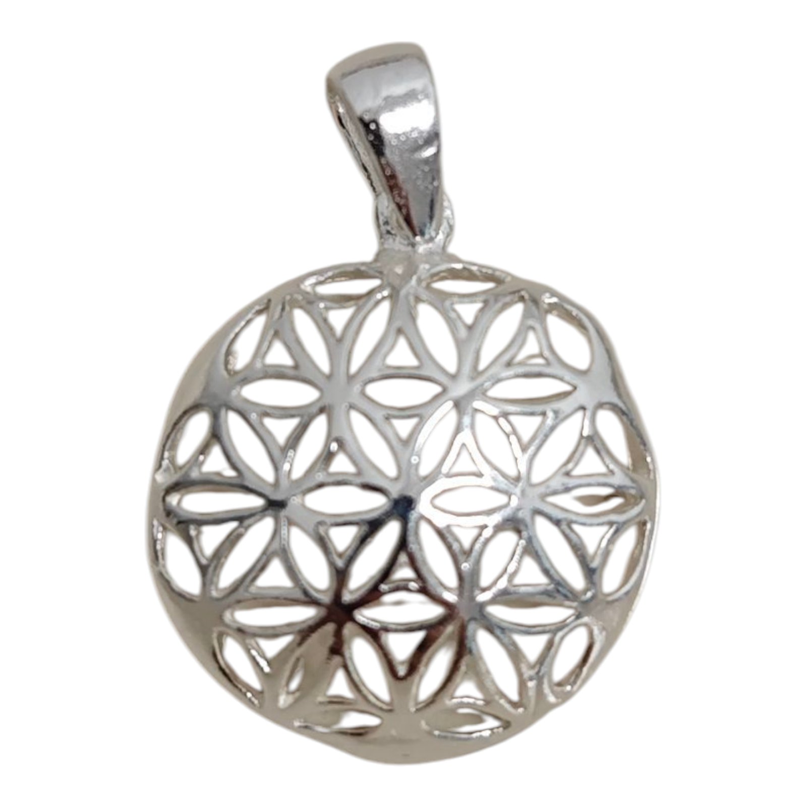Pendentif Argent \'Fleur de Vie\' argenté - 17 mm - [S1712]