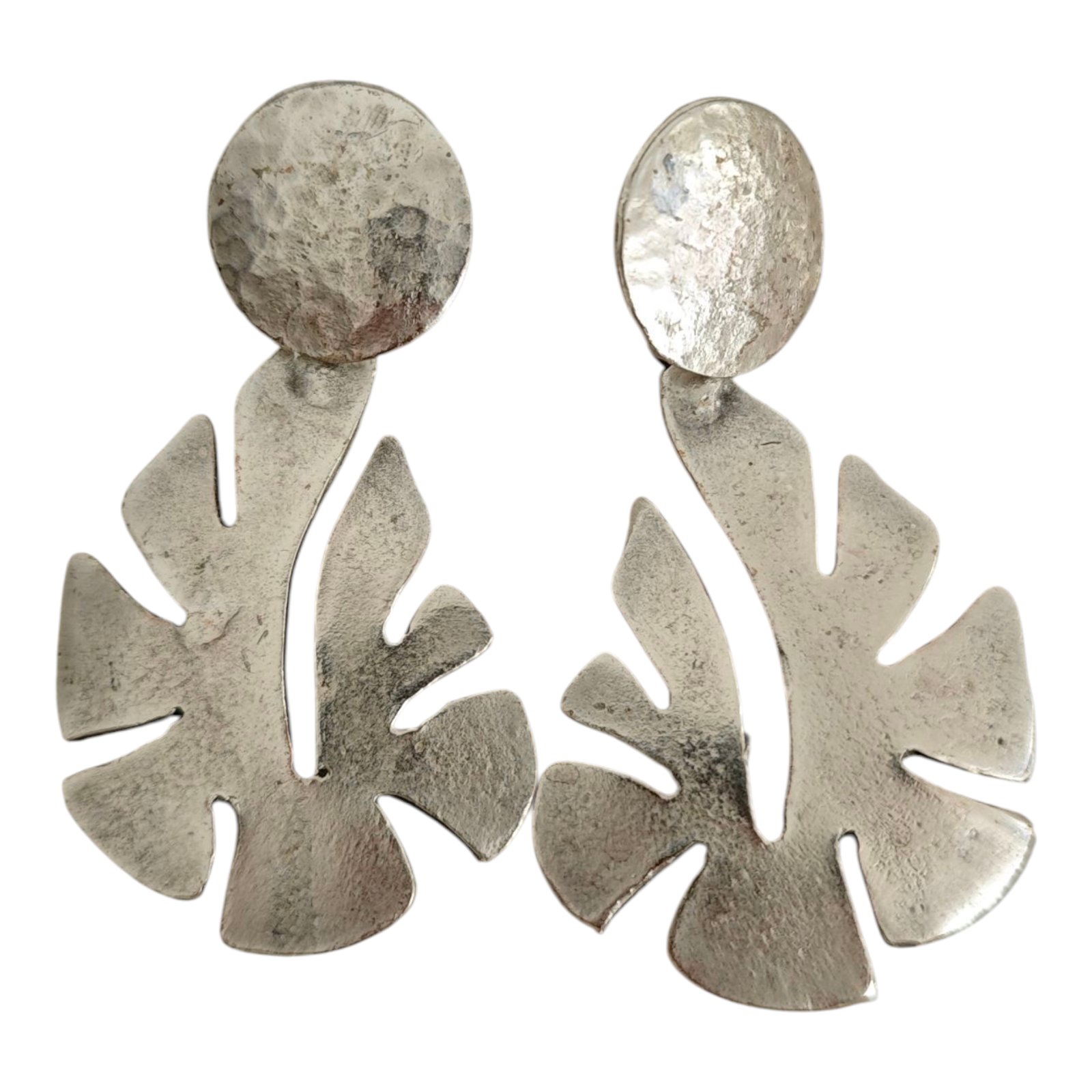 Boucles artisanales \'Cléopatra\' argenté vieilli  - 63x35 mm - [S1718]