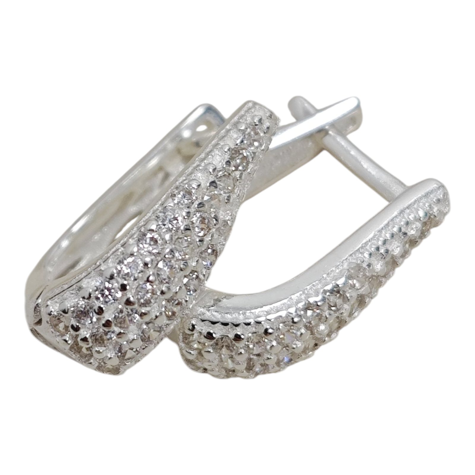 Créoles Argent \'Arégonde\' blanc argenté - 15x12x5 mm - [S1729]