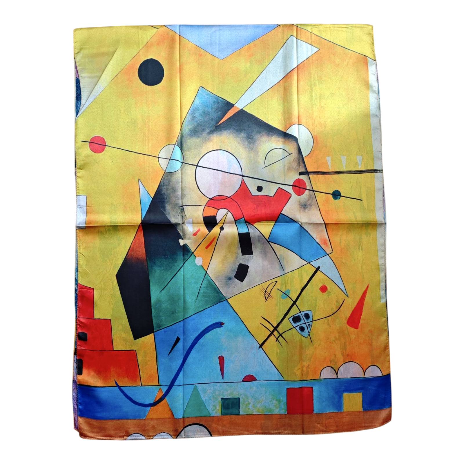 Foulard soie coton \'Beaux Arts\' (art abstrait) multicolore -  180x70 cm - [S1738]