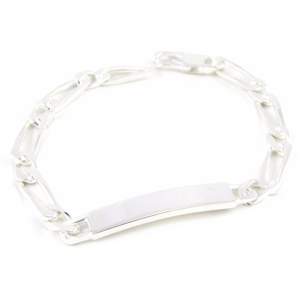 Gourmette argent  \'Identité\' 20 cm 7 mm - [H3156]