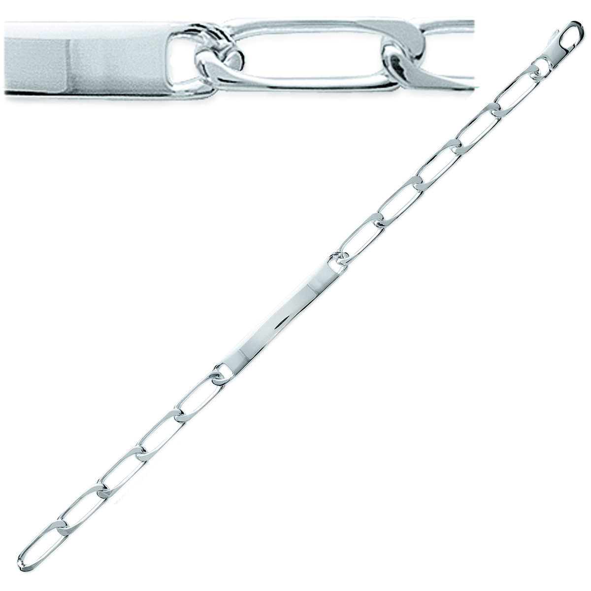 Bracelet Argent \'Identité\' rhodié - 18 cm 5 mm - [M7977]