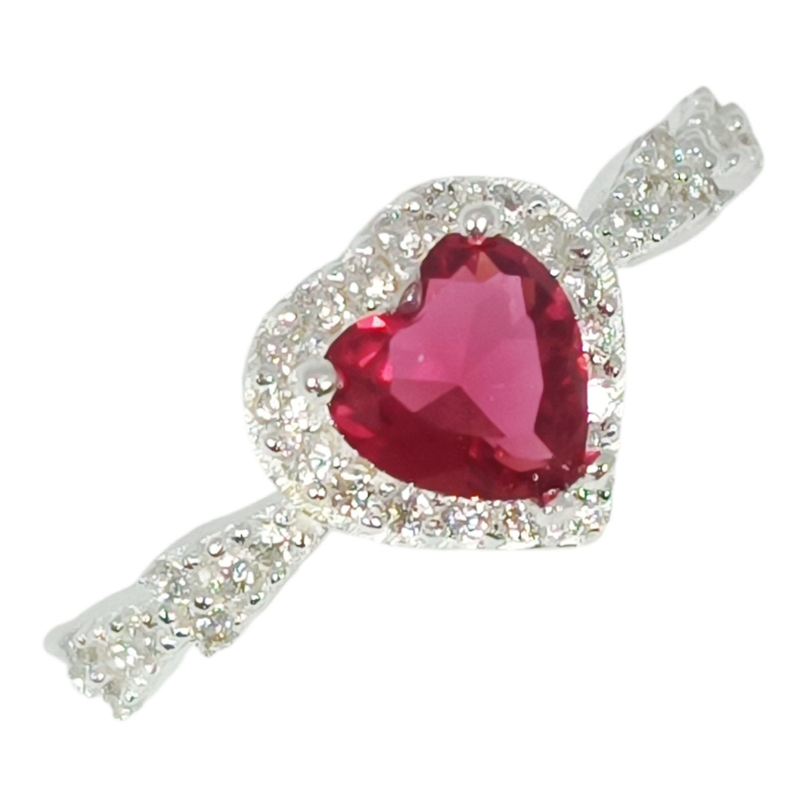 Bague Argent \'Arégonde\' rose argenté - 9x9 mm (cœur) - [S1137]