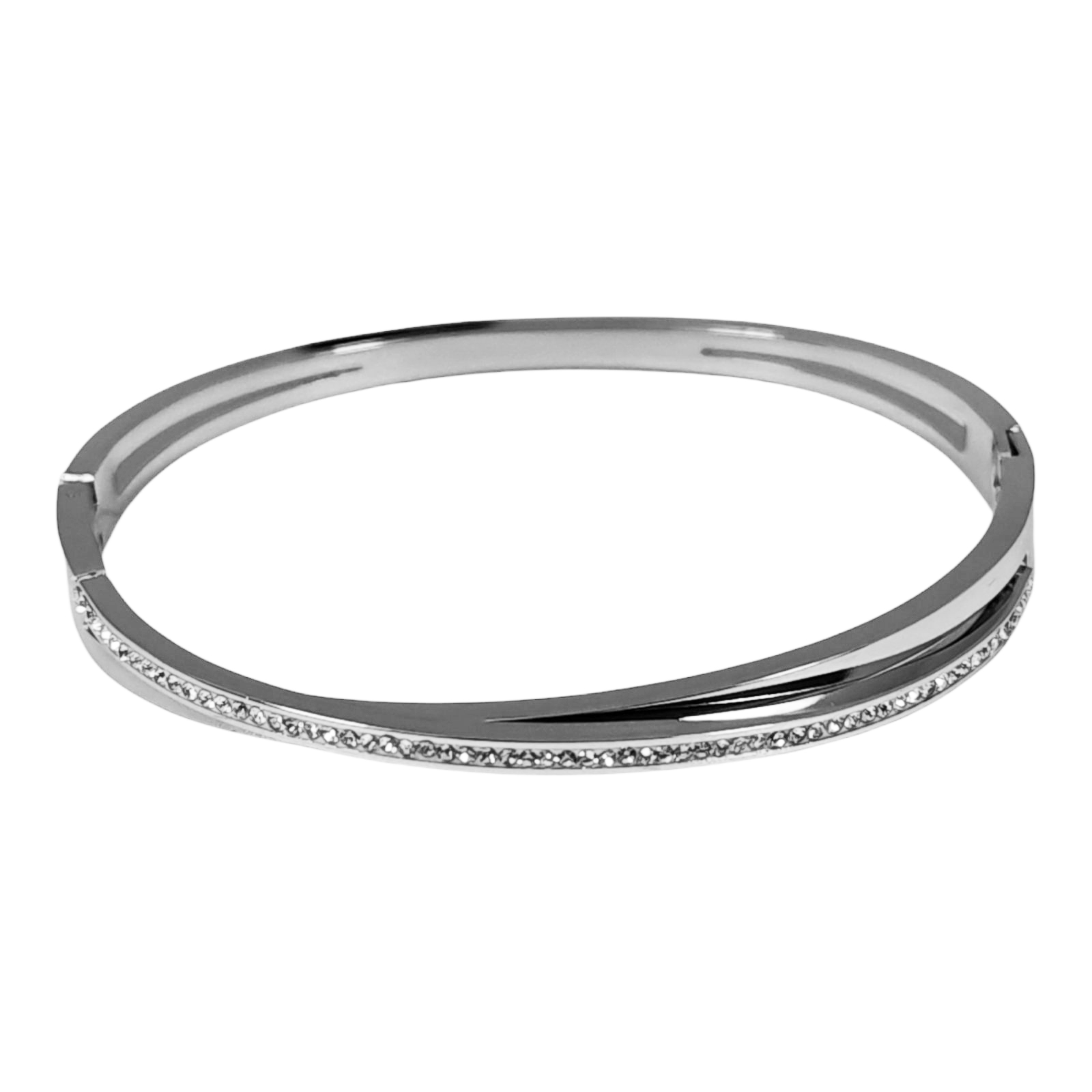Bracelet Acier \'Cléopatra\' blanc argenté - 65 mm 7 mm - [S1479]