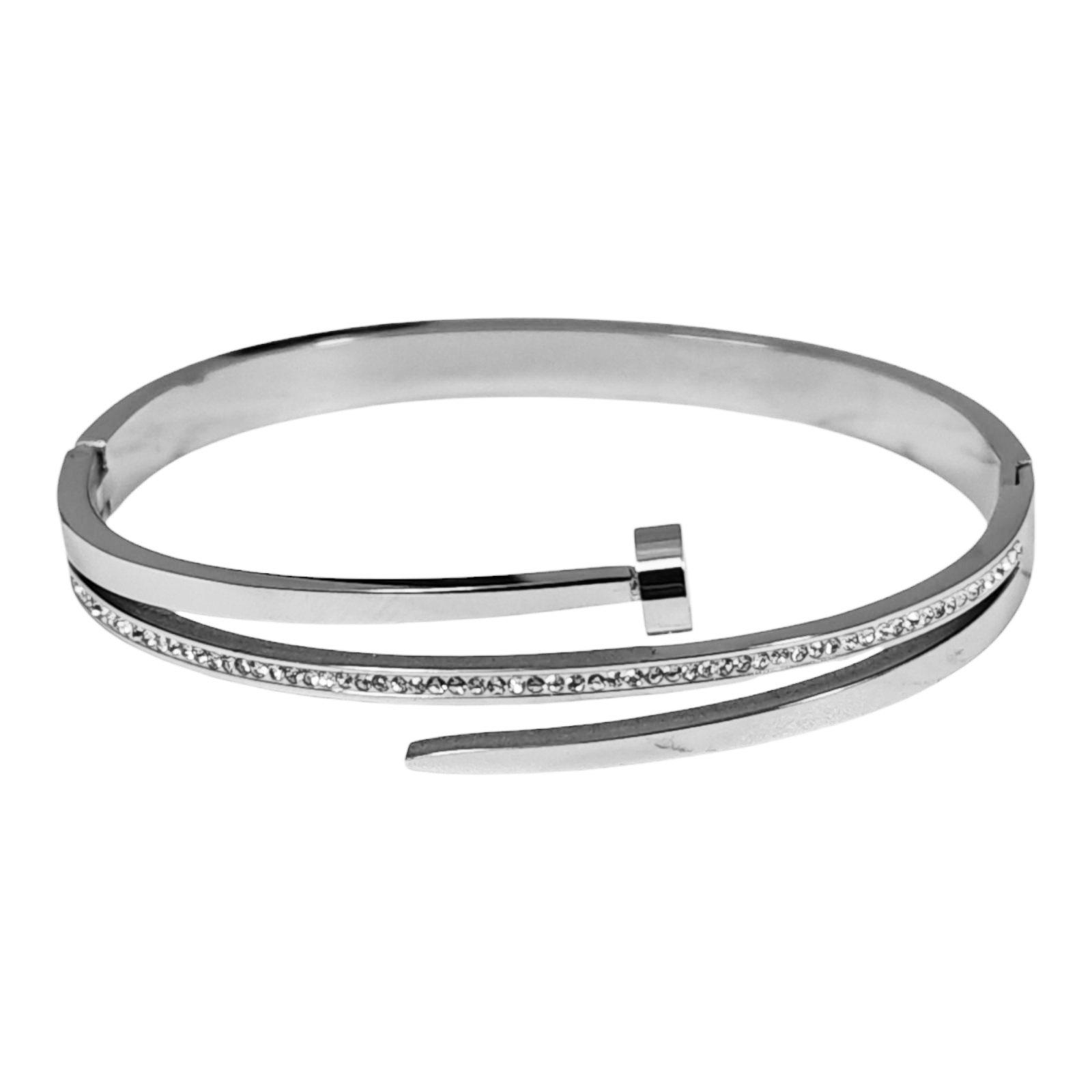 Bracelet Acier \'Cléopatra\' blanc argenté - 65 mm 15 mm - [S1480]