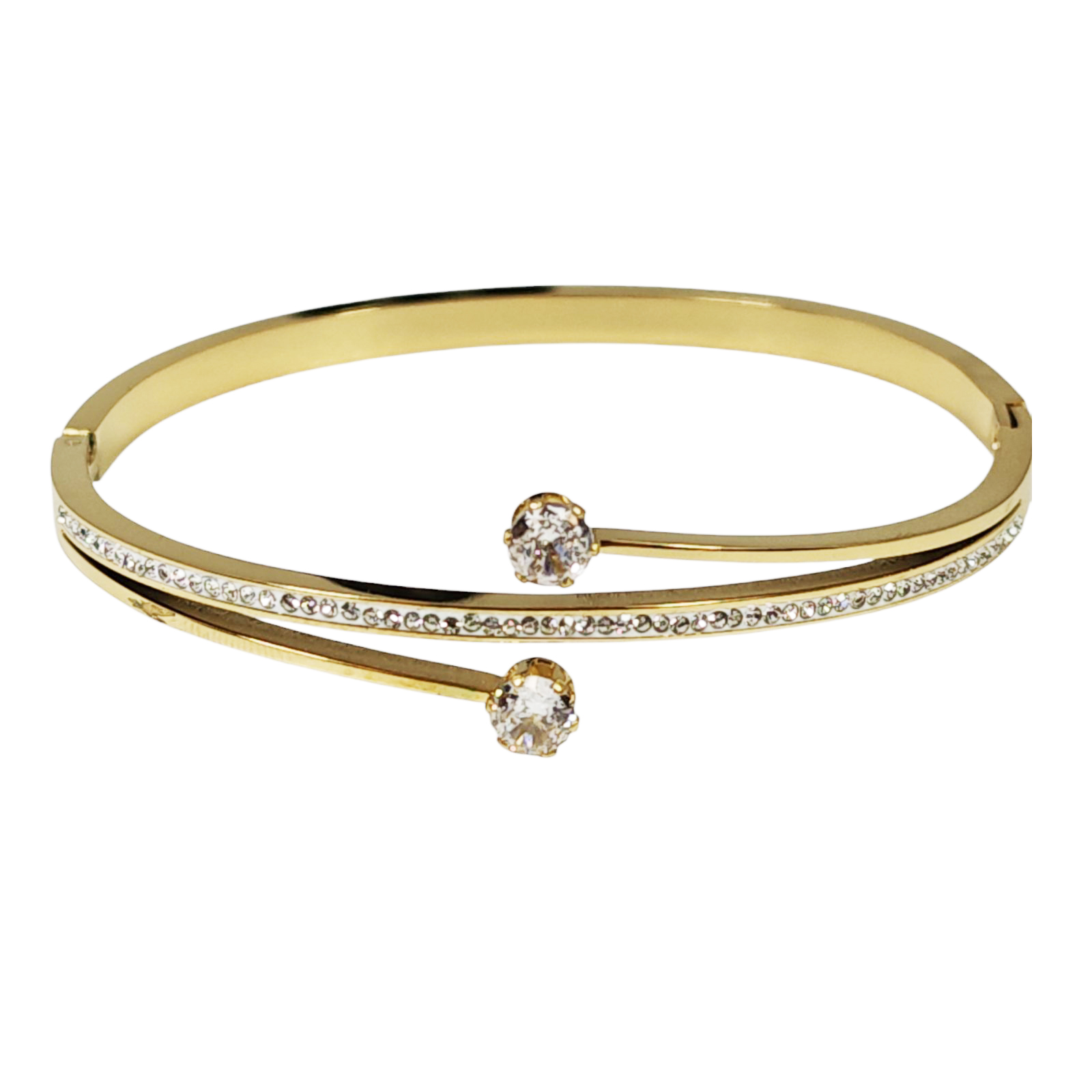 Bracelet Acier \'Cléopatra\' blanc doré - 65 mm 15 mm - [S1493]
