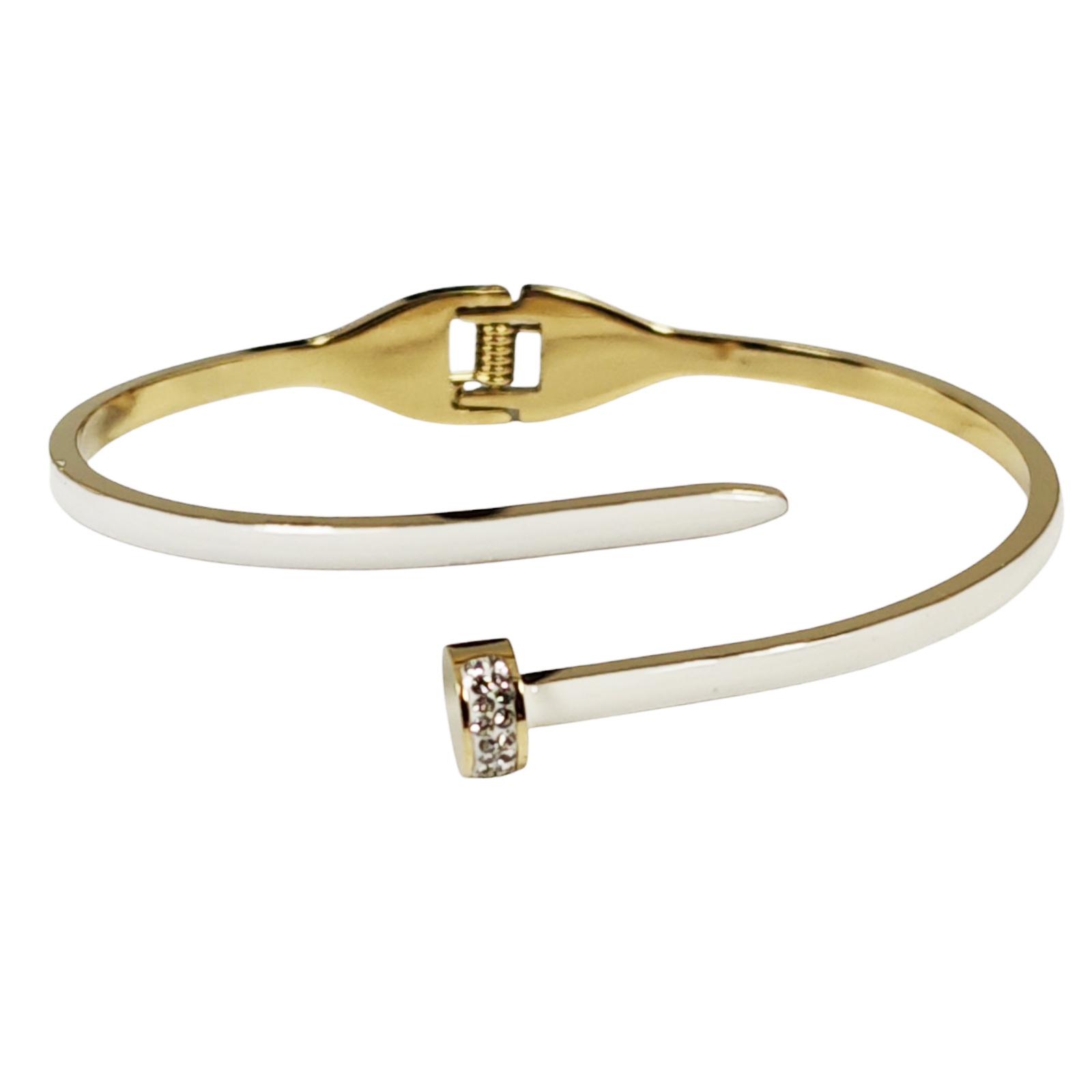 Bracelet Acier \'Cléopatra\' blanc doré - 65 mm 12 mm - [S1498]