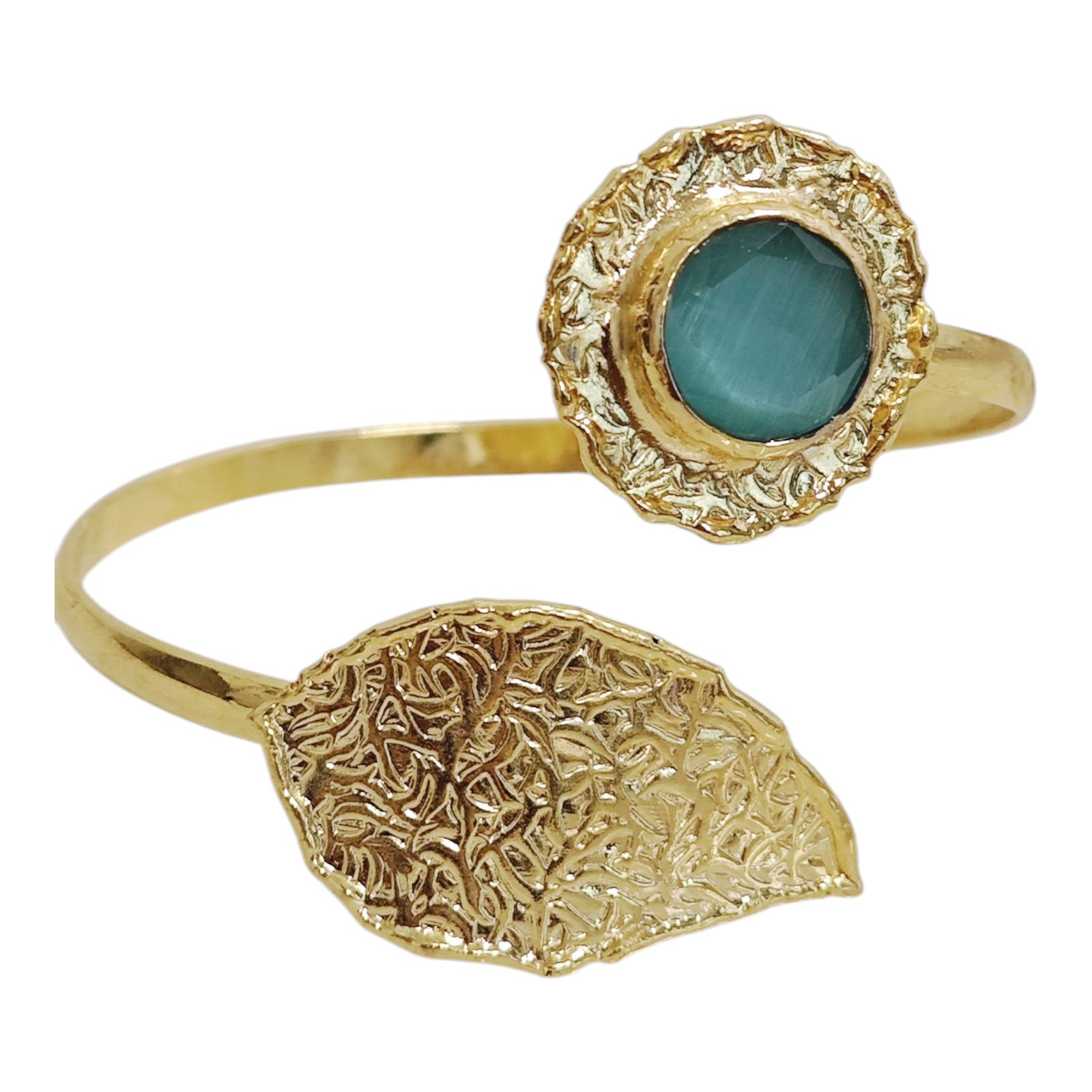 Bracelet artisanal \'Cléopatra\' vert doré - 60 mm 50x35 mm - [S1766]