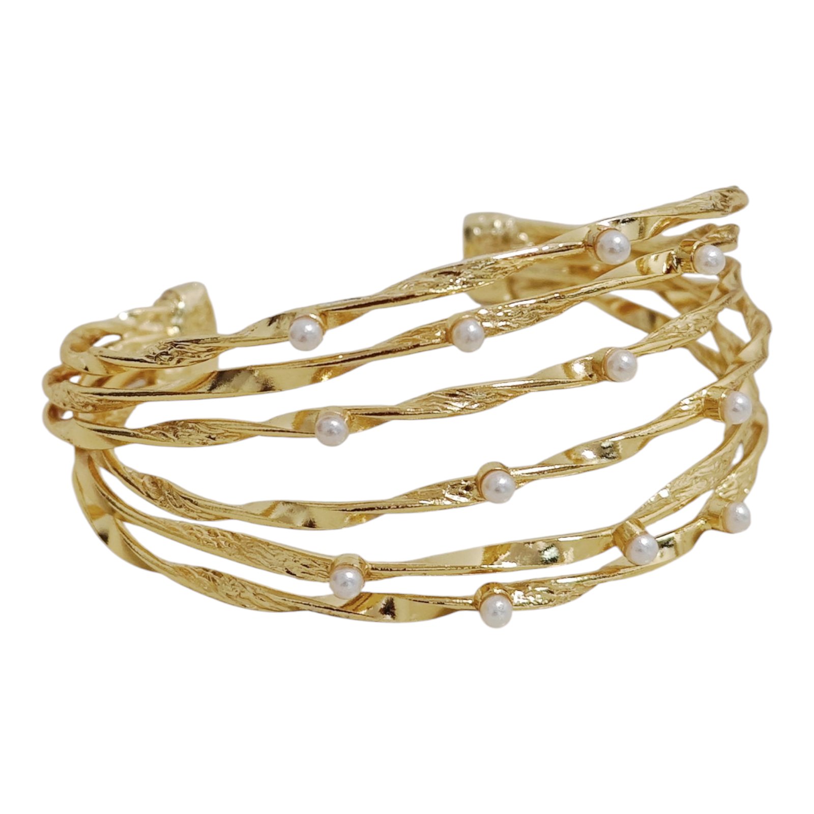 Bracelet artisanal \'Cléopatra\' blanc doré - 60 mm 35 mm - [S1768]