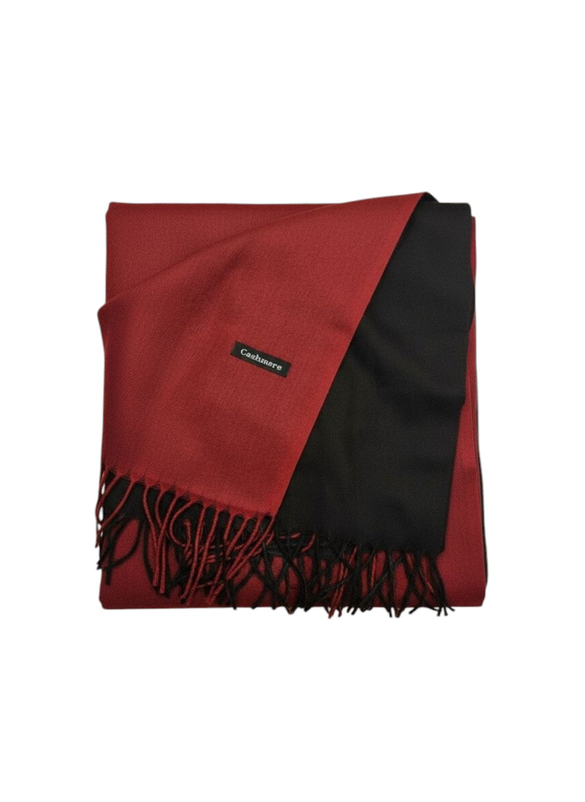 Écharpe cachemire \'Epuré Cachemire\' bicolore rouge noir - 200x70 cm - [S1772]