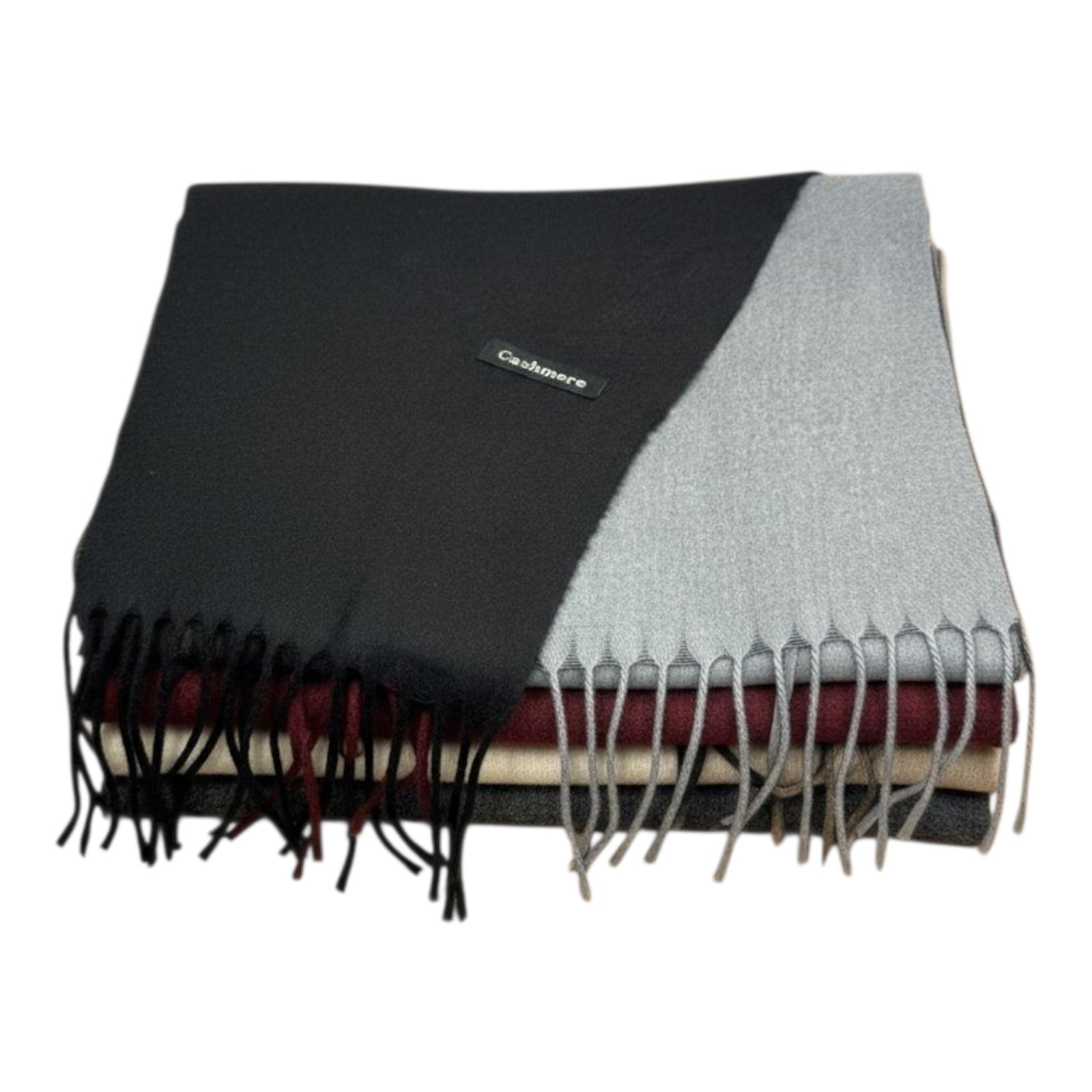 Écharpe cachemire \'Epuré Cachemire\' bicolore noir gris - 200x70 cm - [S1775]