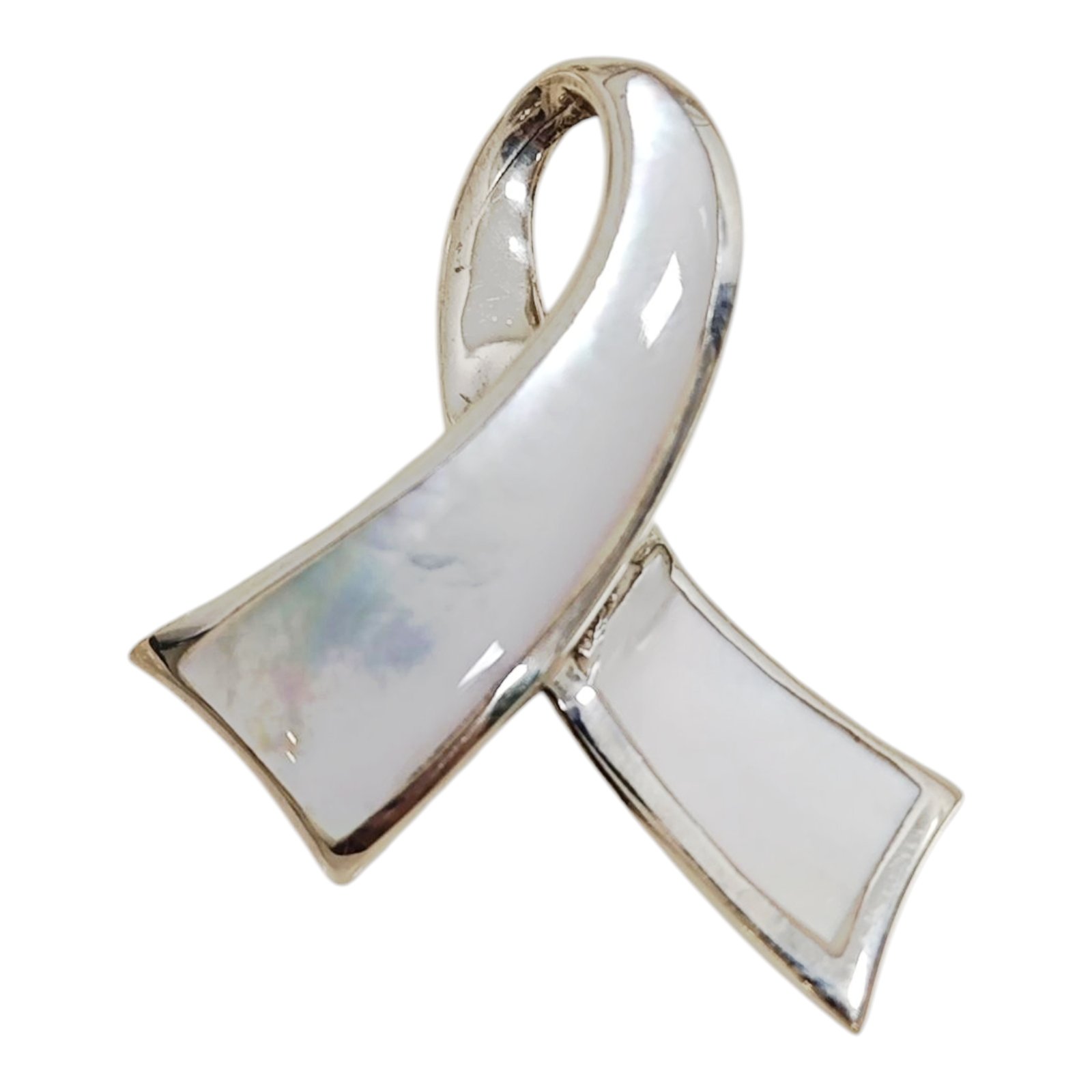 Pendentif Argent \'Sagesse\' nacre argenté - 30x25 mm (ruban) - [S1809]