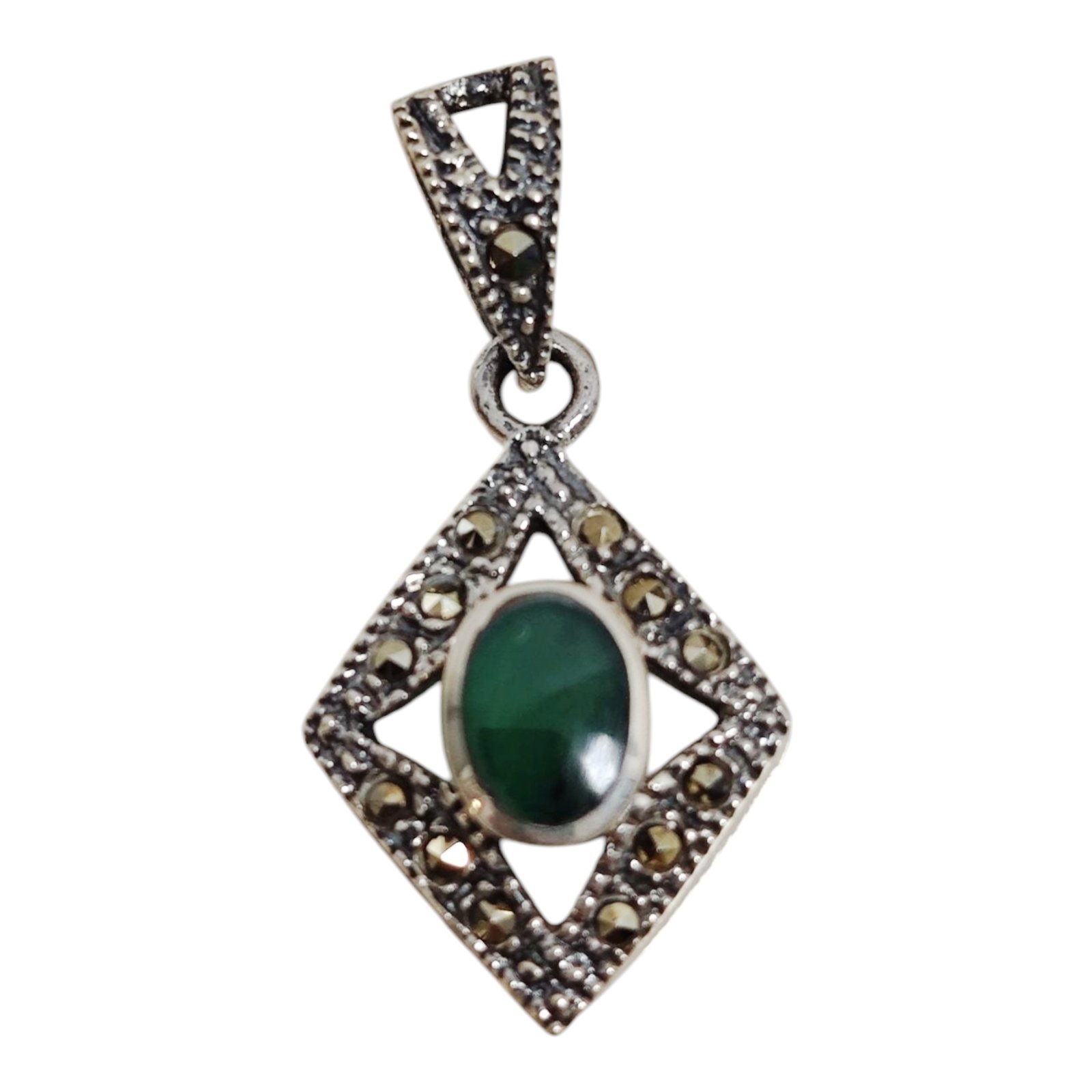 Pendentif Argent \'Sappho\' vert gris - 15x13 mm - [S1812]