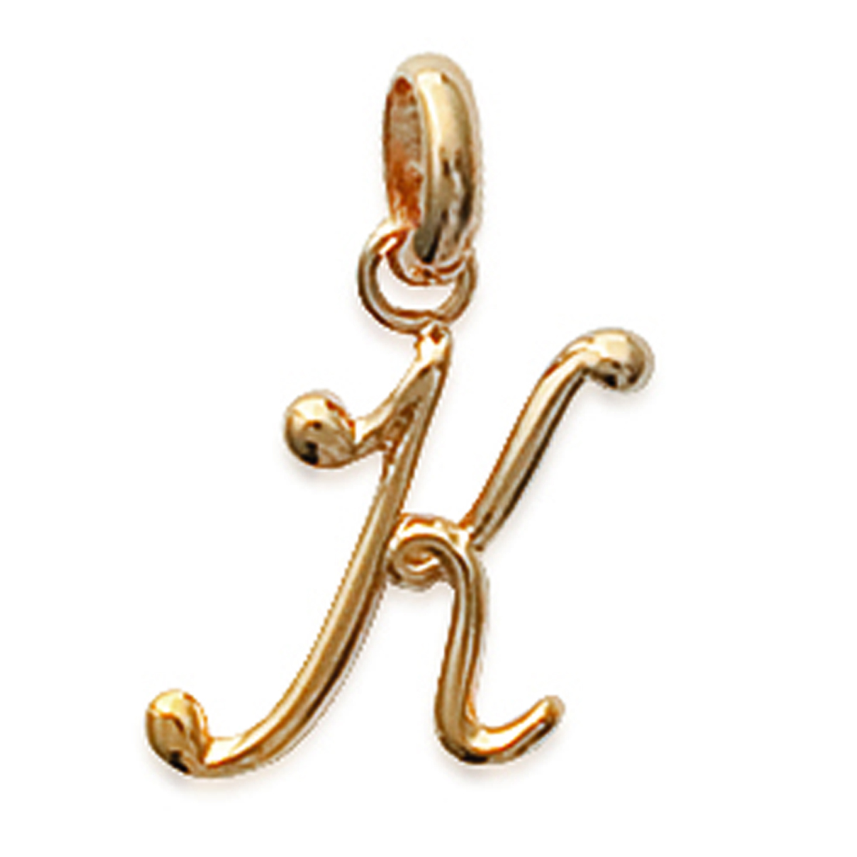 Pendentif Plaqué Or \'Lettre K\' doré - 10x10 mm - [B7901]