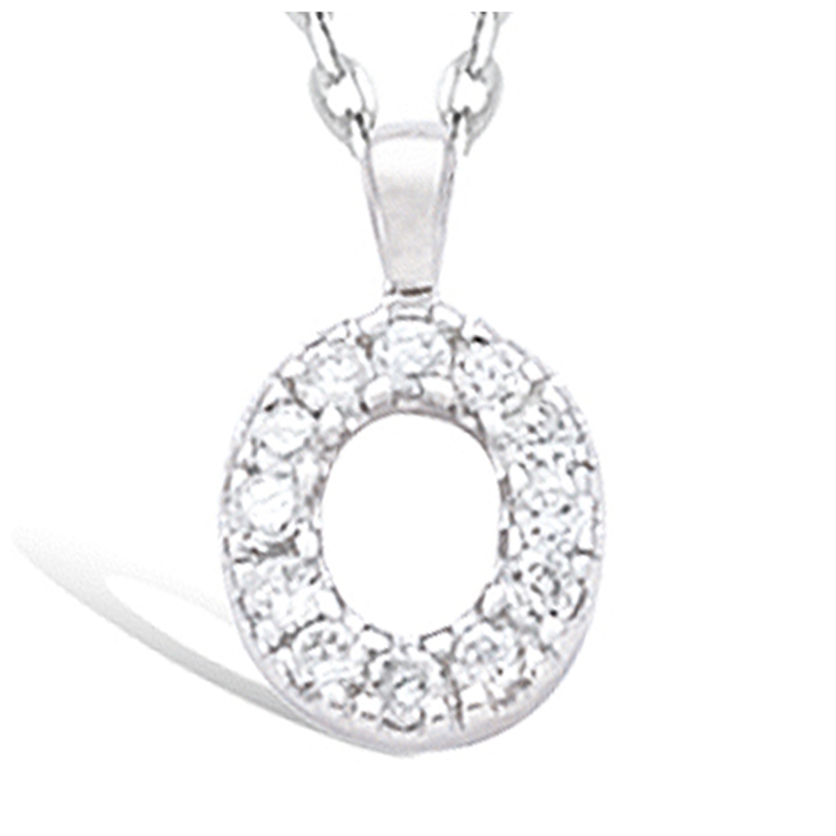 Pendentif Plaqué Or \'Lettre O\' blanc argenté (rhodié) - 9x9 mm - [J5298]