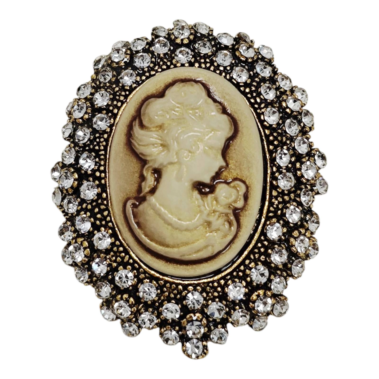 Broche créateur \'Divine Camée\' marron - 50x40 mm - [S1815]