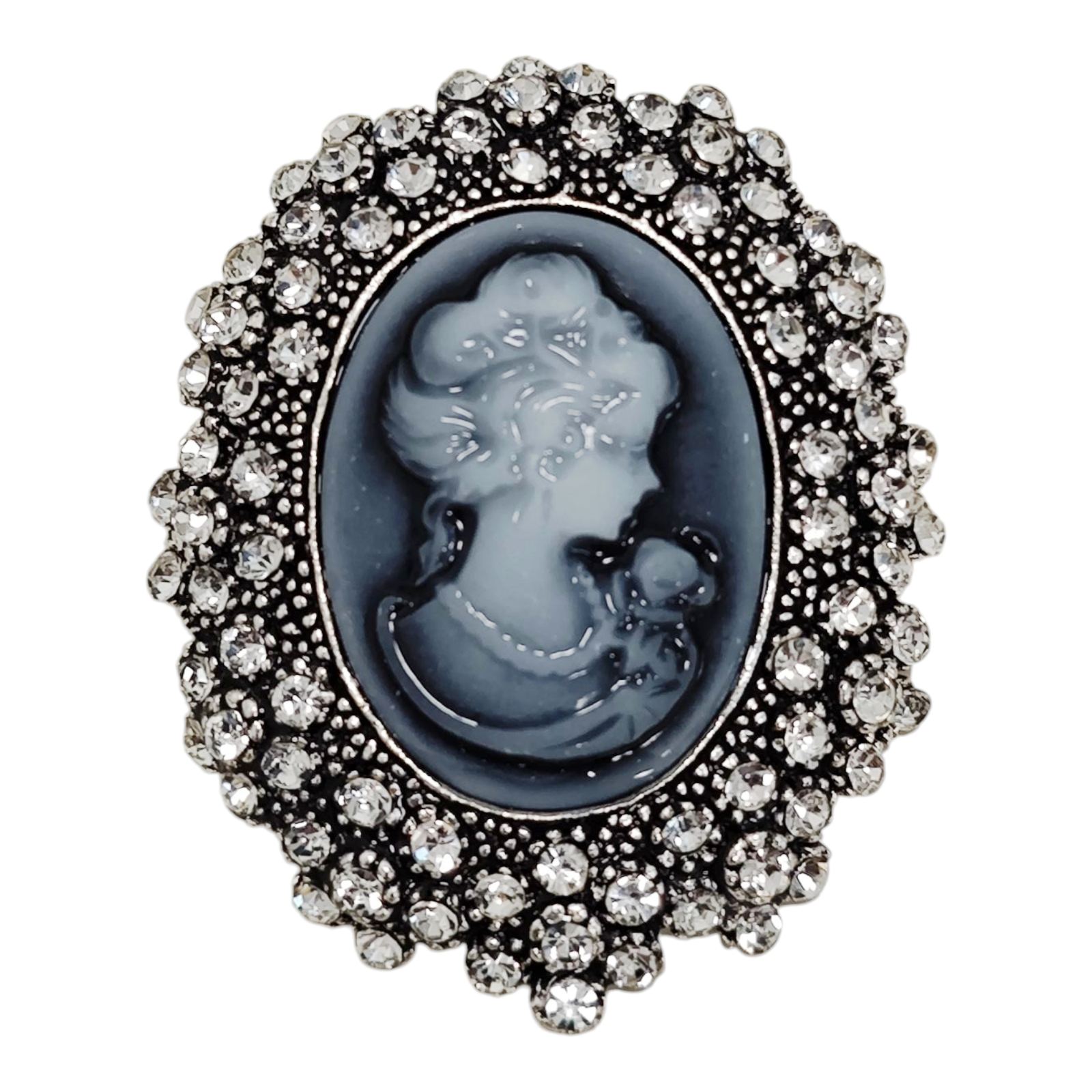 Broche créateur \'Divine Camée\' gris - 50x40 mm - [S1816]