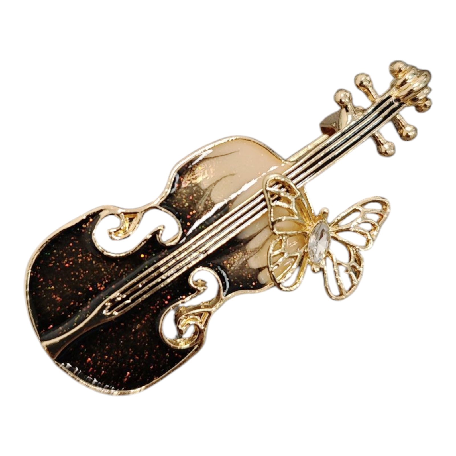 Broche Créateur \'Violon\' marron beige - 50x20 mm - [S1820]