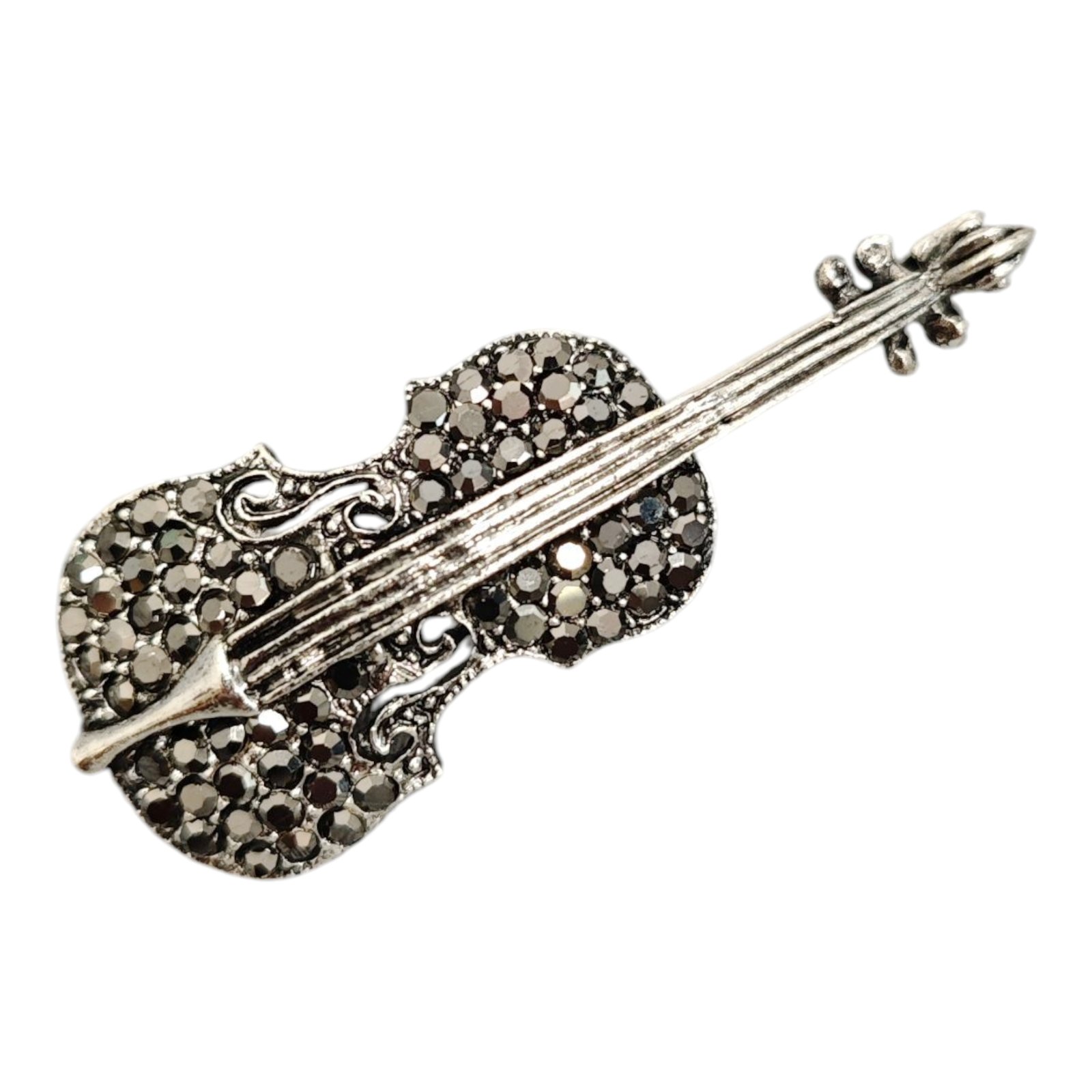 Broche Créateur \'Violon\' gris - 50x20 mm - [S1822]