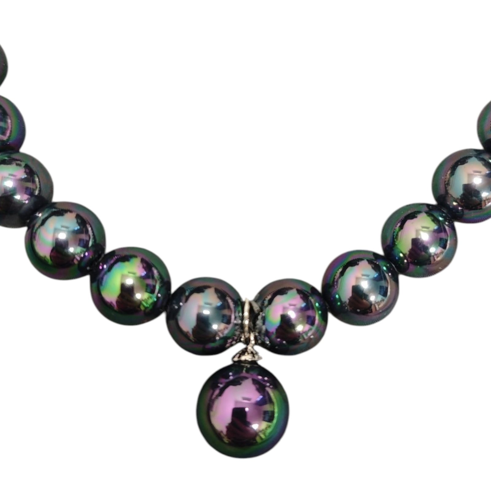 Collier créateur \'Perla\' gris - 10 mm, 14 mm - [S1826]
