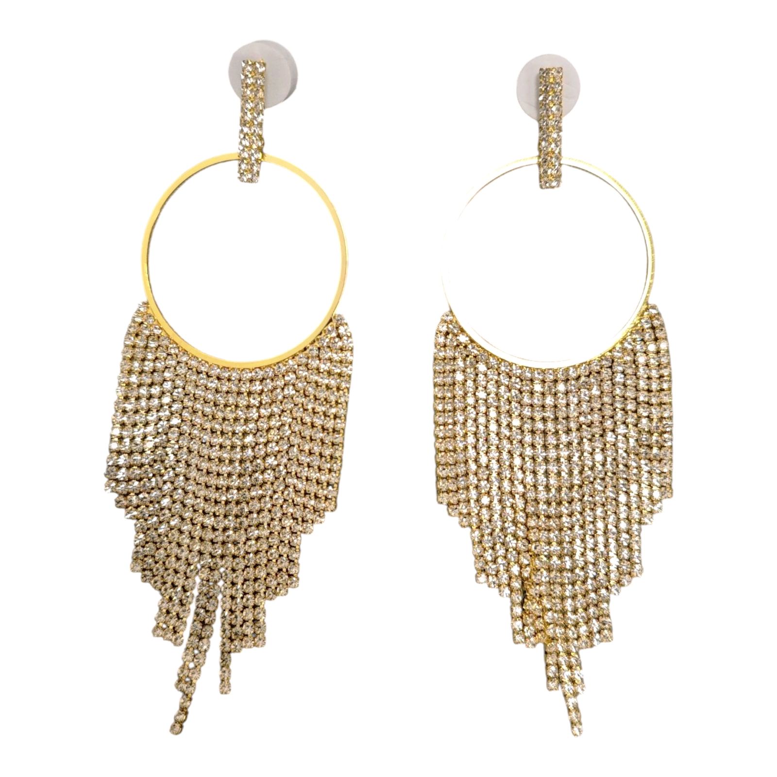 Boucles créateur \'Arégonde\' blanc doré - 13x4 cm - [S1832]