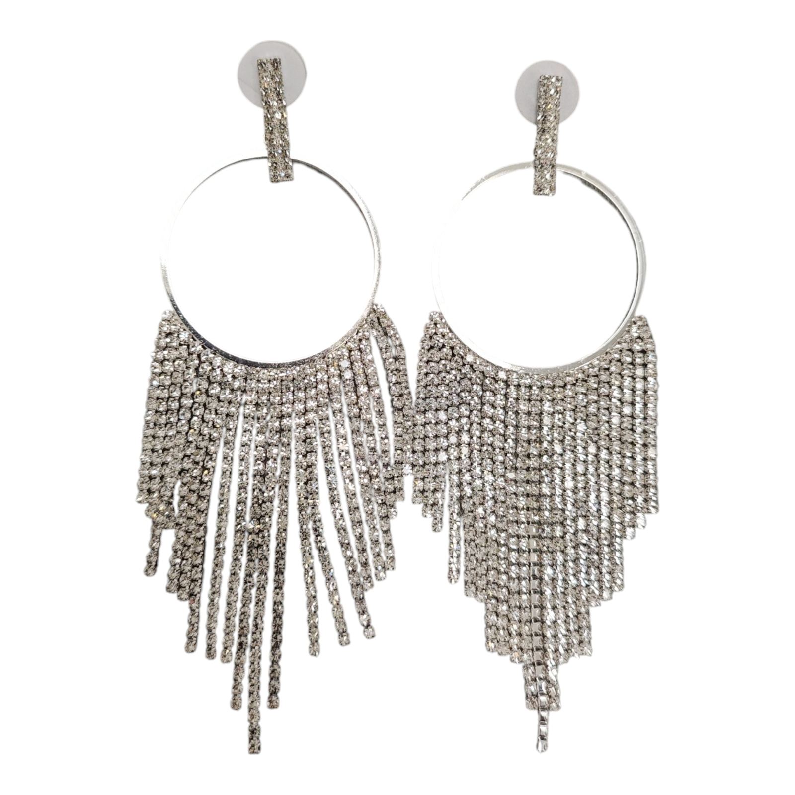 Boucles créateur \'Arégonde\' blanc argenté - 13x4 cm - [S1833]