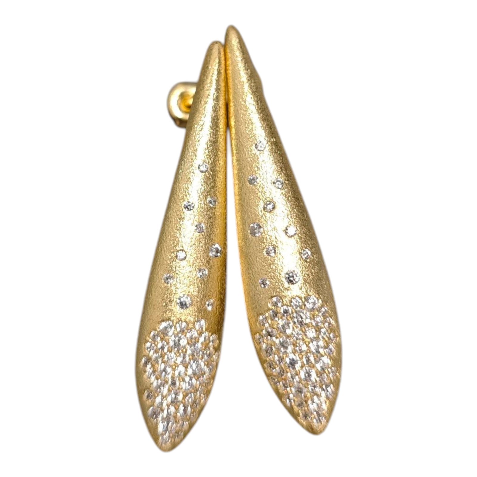 Boucles Argent \'Arégonde\' blanc doré - 40x10 mm - [S1838]