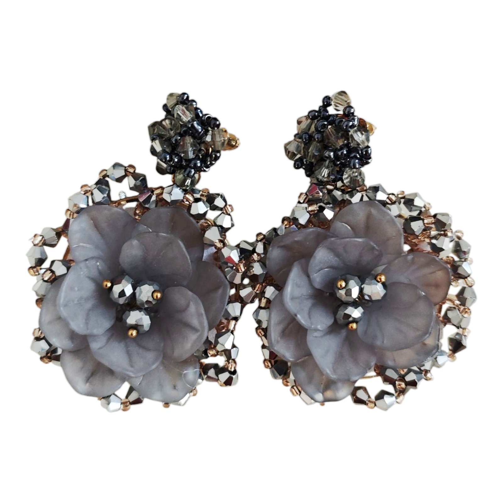 Boucles créateur \'Arégonde\' gris - 65x50 mm - [S1843]