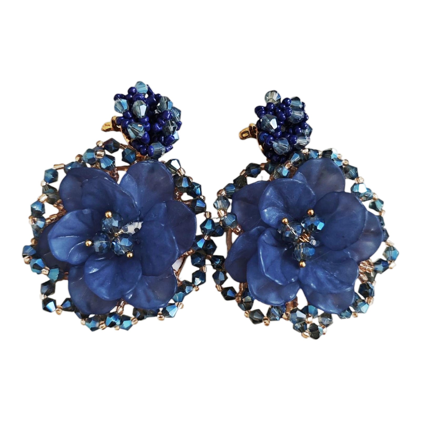 Boucles créateur \'Arégonde\' bleu - 65x50 mm - [S1844]