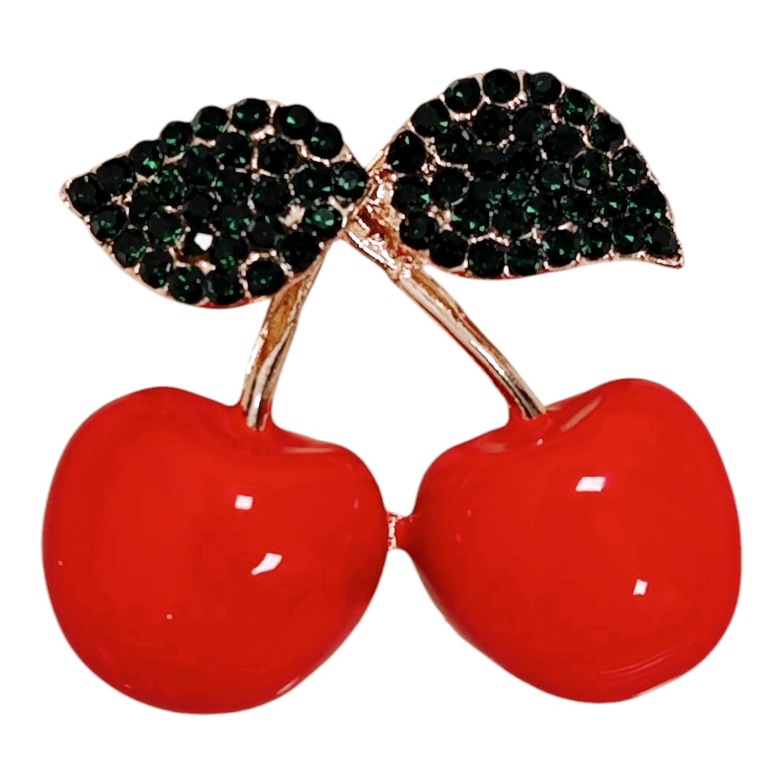 Broche Créateur \'Cerises\' rouge vert - 35x30 mm - [S1853]
