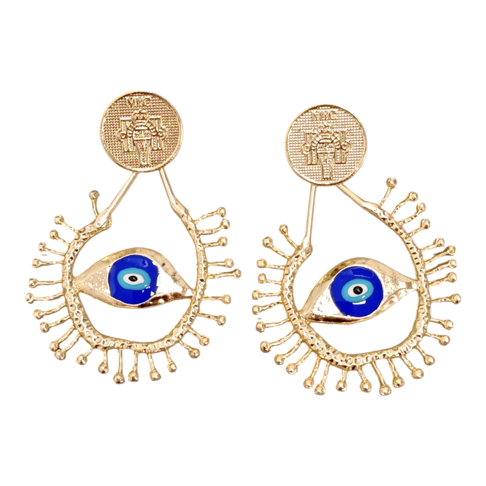 Boucles créateur \'Cléopatra\' bleu doré - 85x60 mm - [S1864]