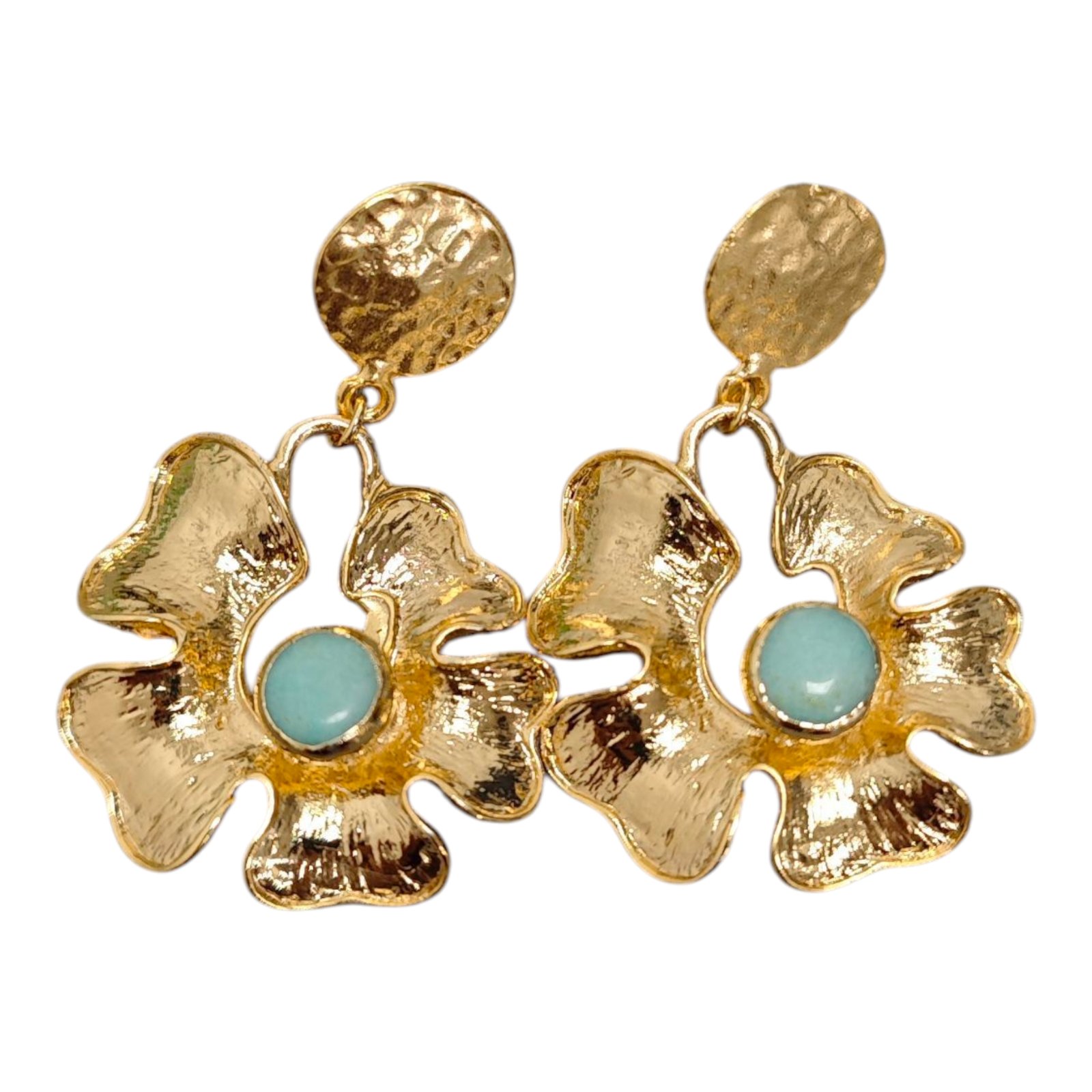 Boucles créateur \'Cléopatra\' vert doré - 60x38 mm - [S1866]