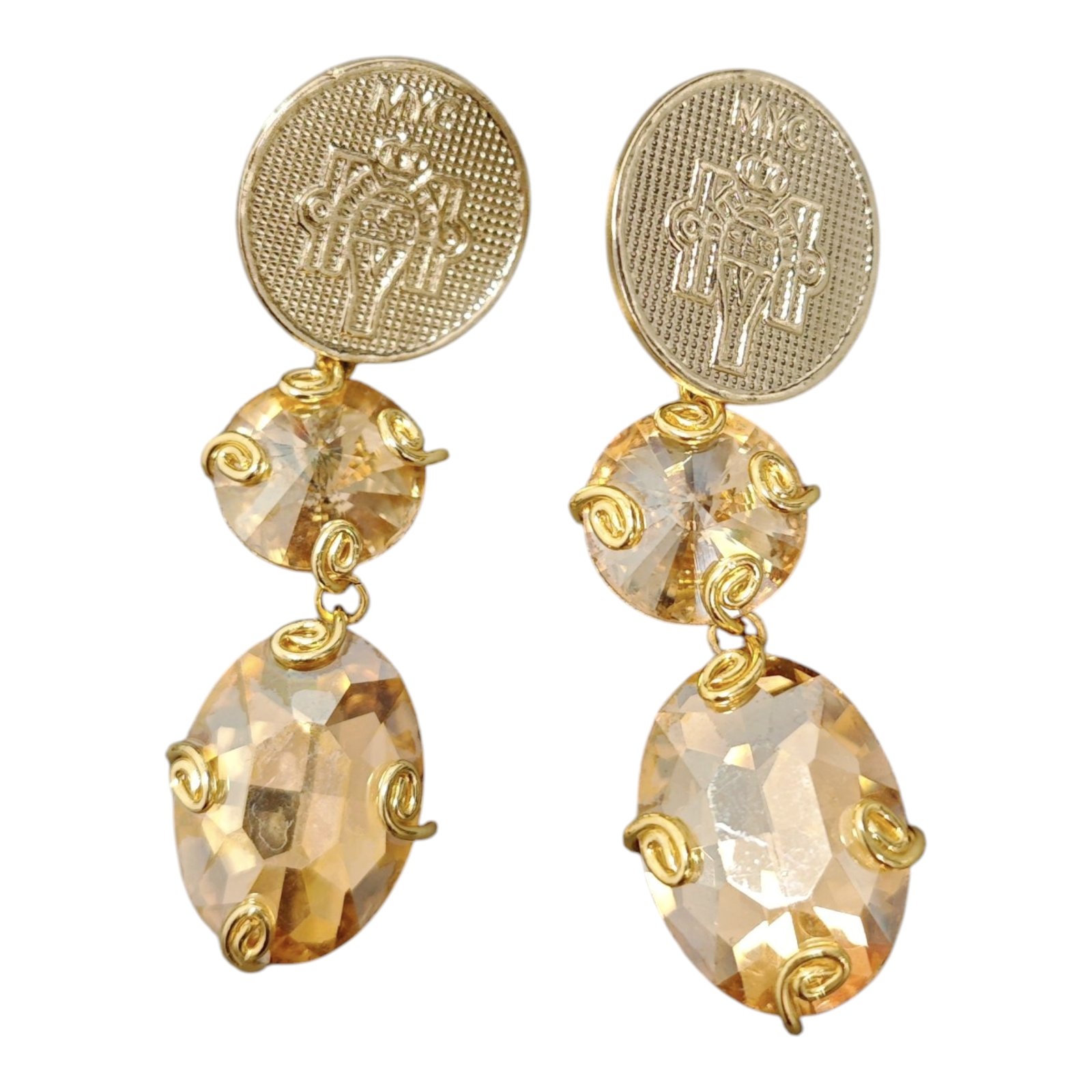 Boucles créateur \'Cléopatra\' noir doré - 70x23 mm - [S1868]