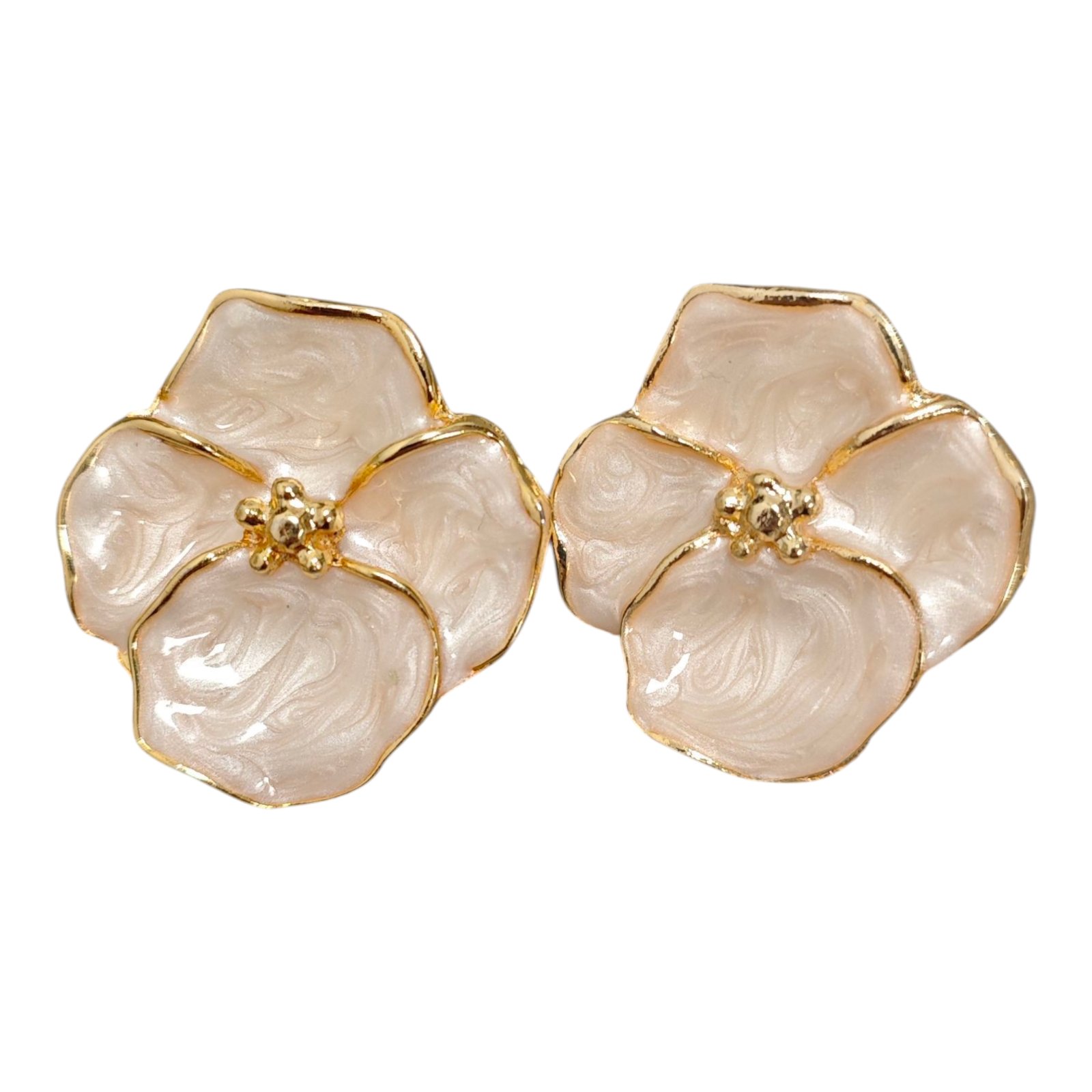 Boucles créateur \'Cléopatra\' beige doré - 35x35 mm - [S1869]