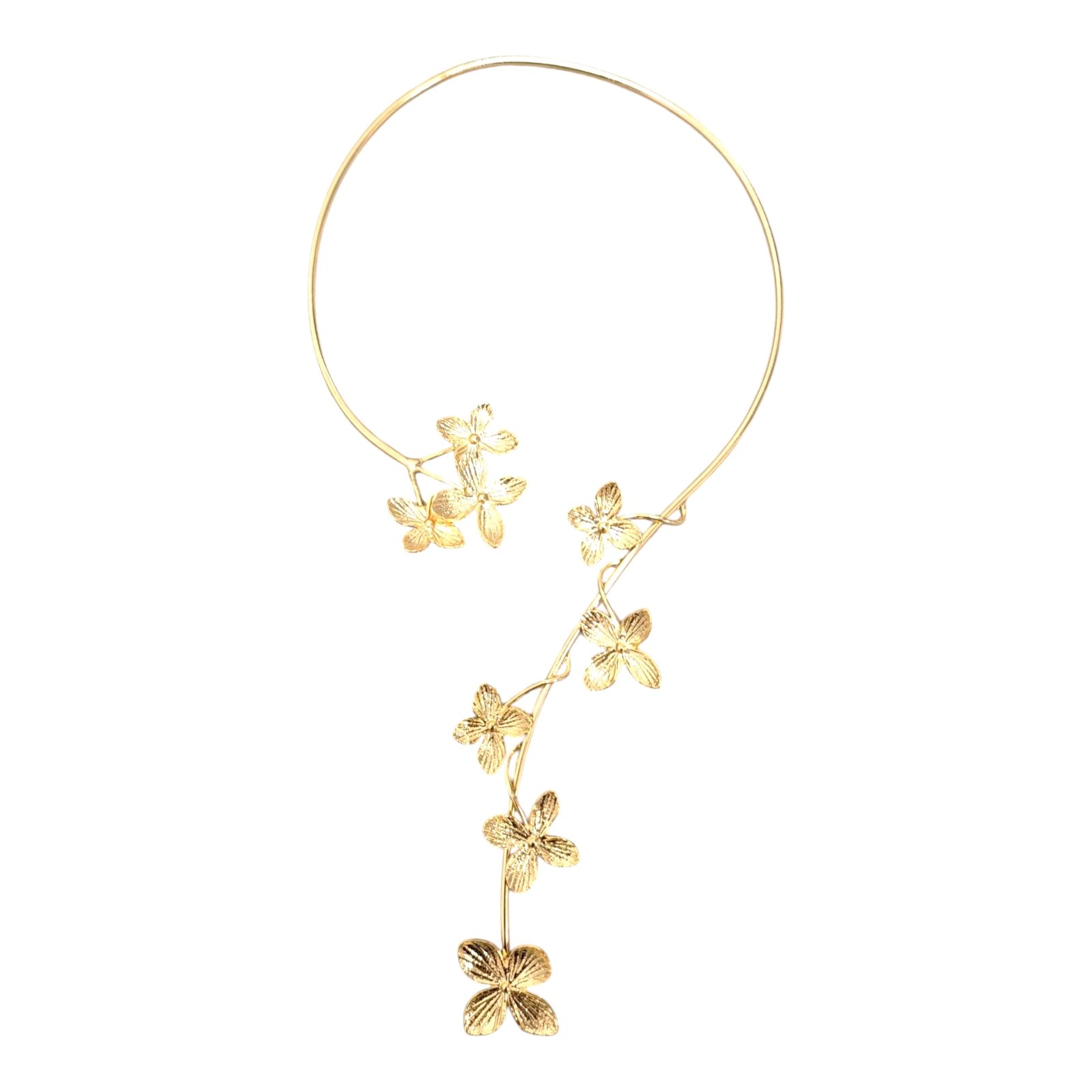 Collier Créateur \'Cléopatra\' doré - 17x8 cm (fleurs) - [S1875]