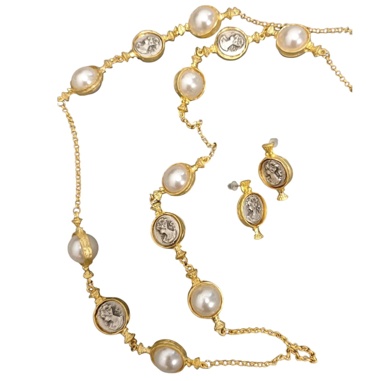 Parure créateur \'Cleopatra\' doré - 95 cm, 25x15 mm (boucles) - [S1880]