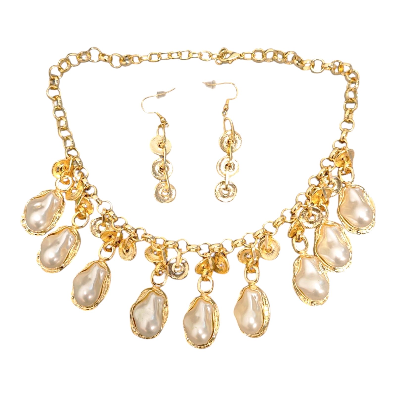 Parure créateur \'Cleopatra\' doré - 50x20 mm, boucles 40x12 mm - [S1884]