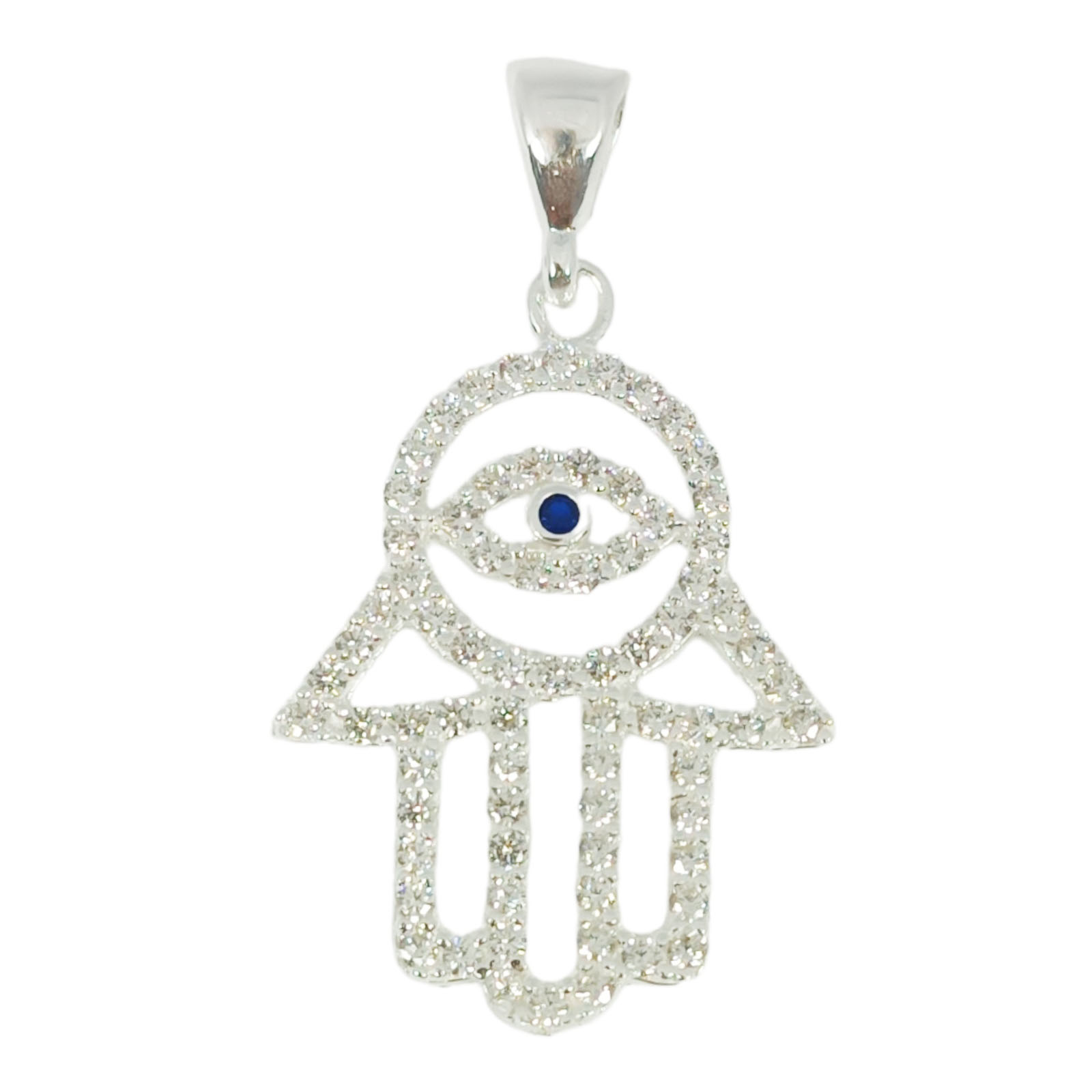 Pendentif Argent \'Main Fatma\' blanc argenté - 24x19 mm - [S1001]
