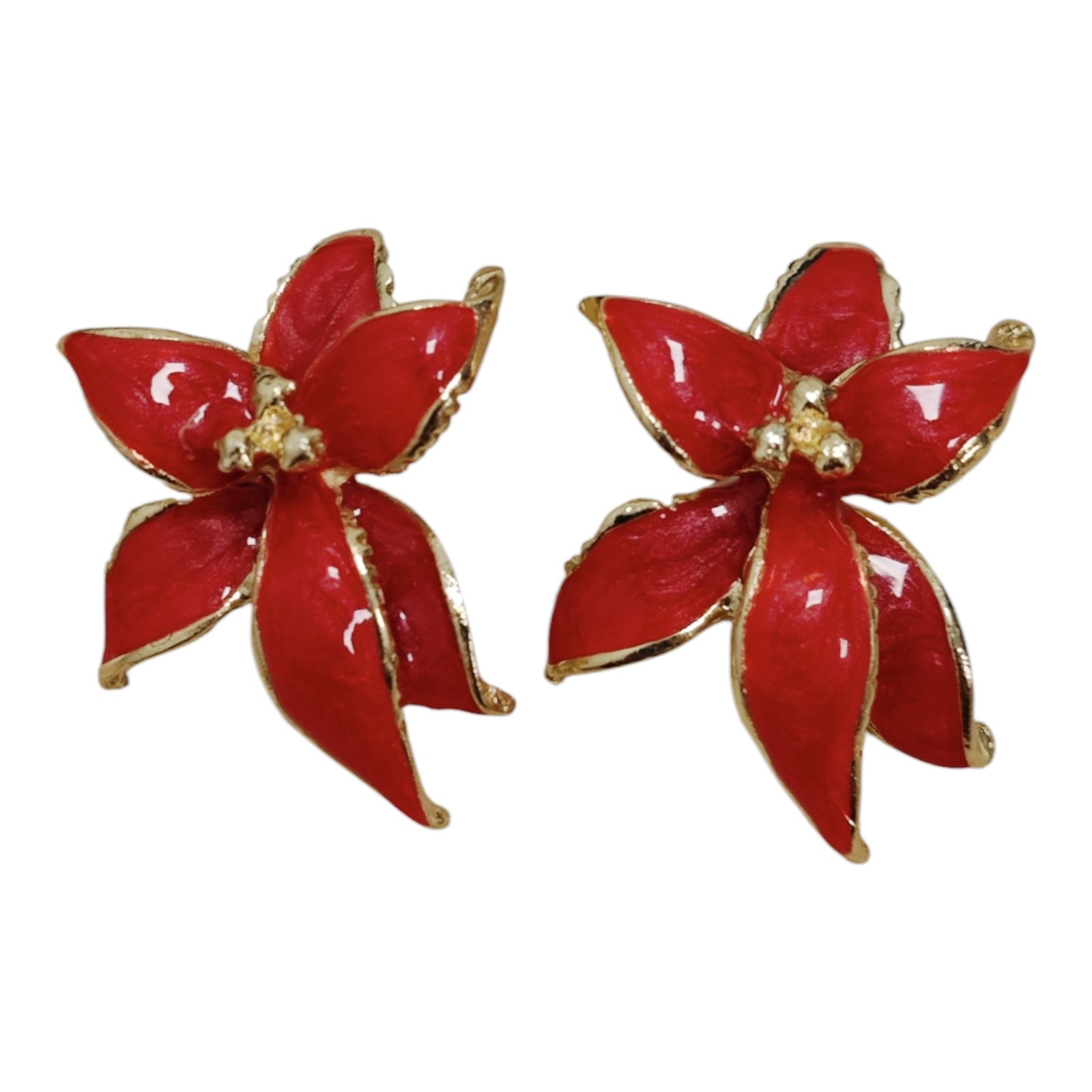 Boucles créateur \'Cléopatra\' rouge doré - 38x30 mm - [S1888]
