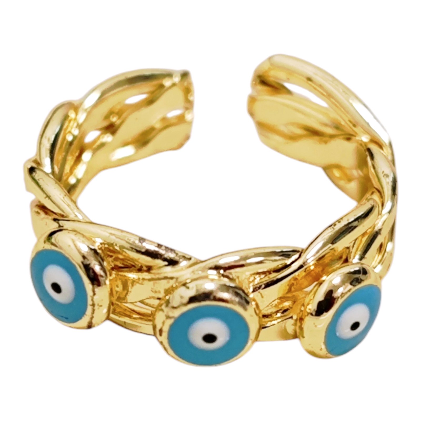 Bague créateur \'Cleopatra\' bleu doré - 6 mm  - [S1889]