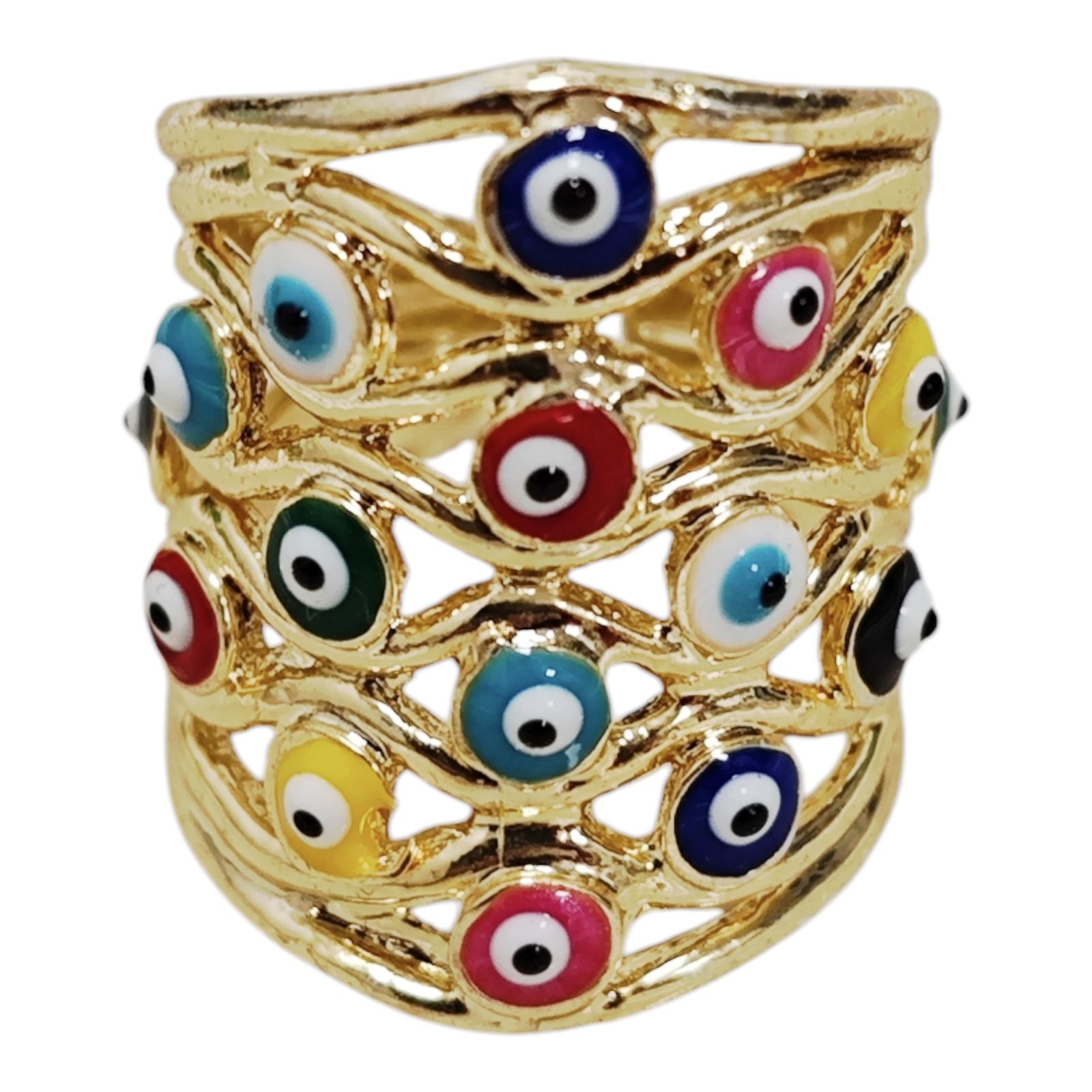 Bague Créateur \'Cléopatra\' multicolore doré - 25 mm - [S1890]