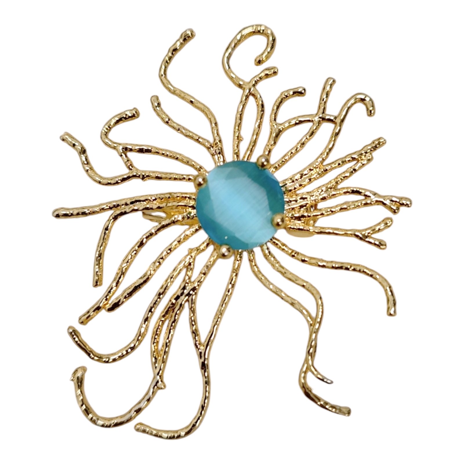 Broche créateur \'Cléopatra\' vert doré - 60x55 mm - [S1901]