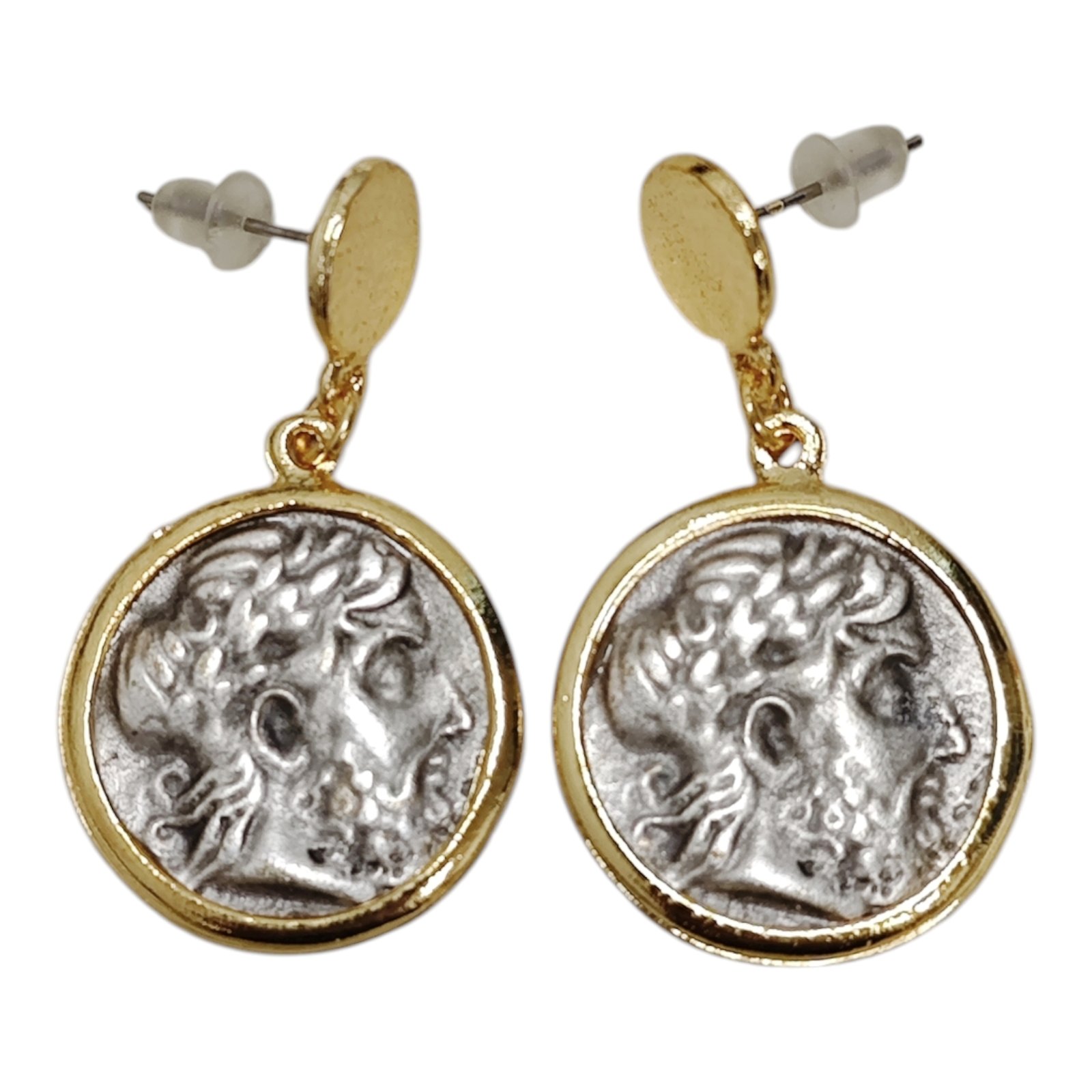 Boucles créateur \'Cléopatra\' gris doré - 40x23 mm - [S1902]