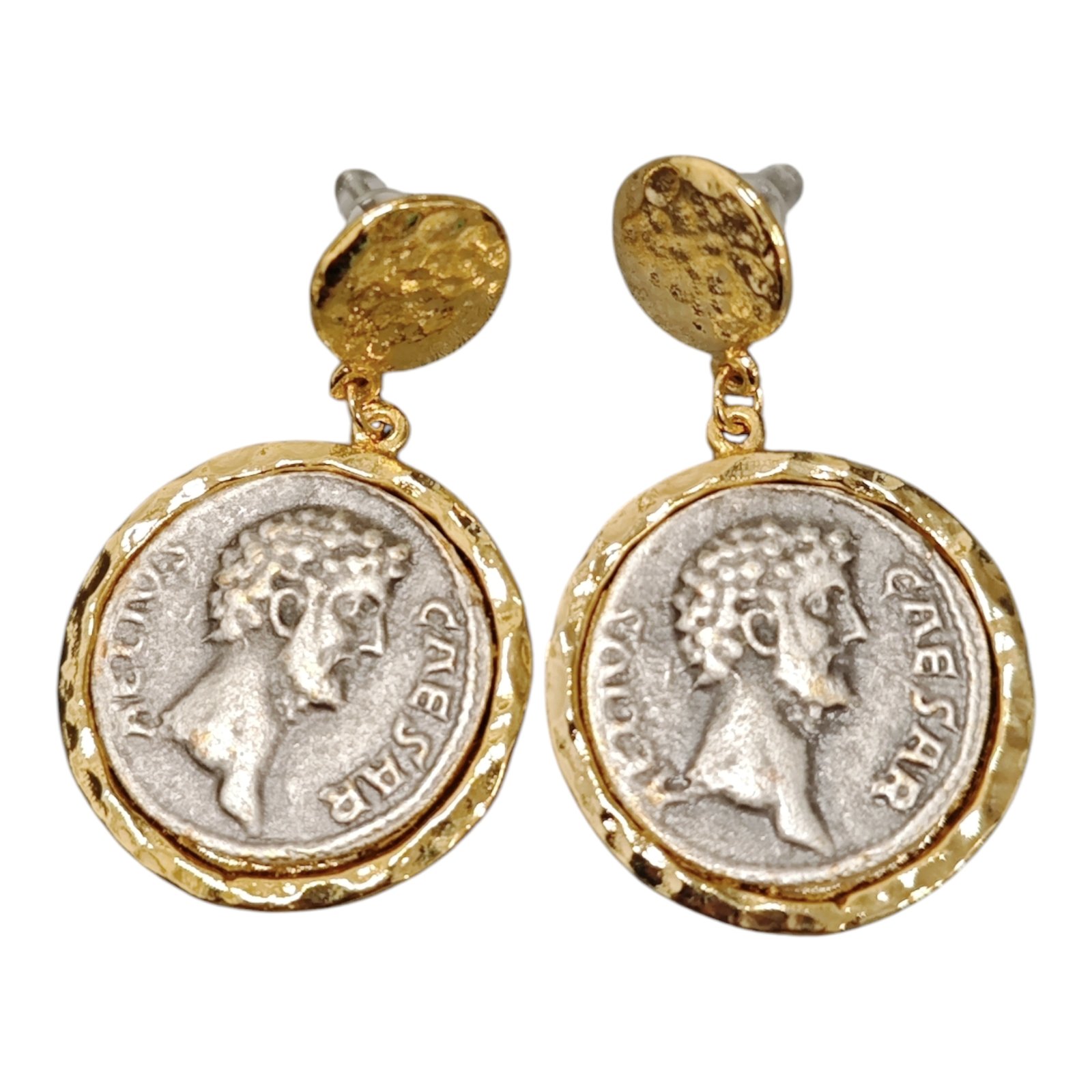 Boucles créateur \'Cléopatra\' gris doré - 50x30 mm - [S1904]