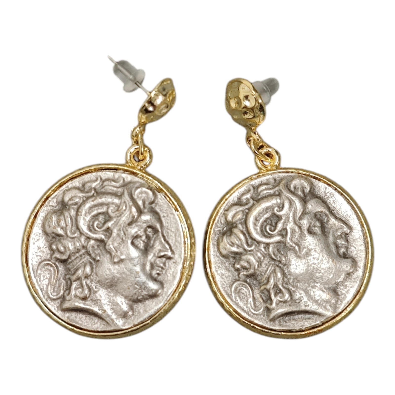 Boucles créateur \'Cléopatra\' gris doré - 48x30 mm - [S1905]