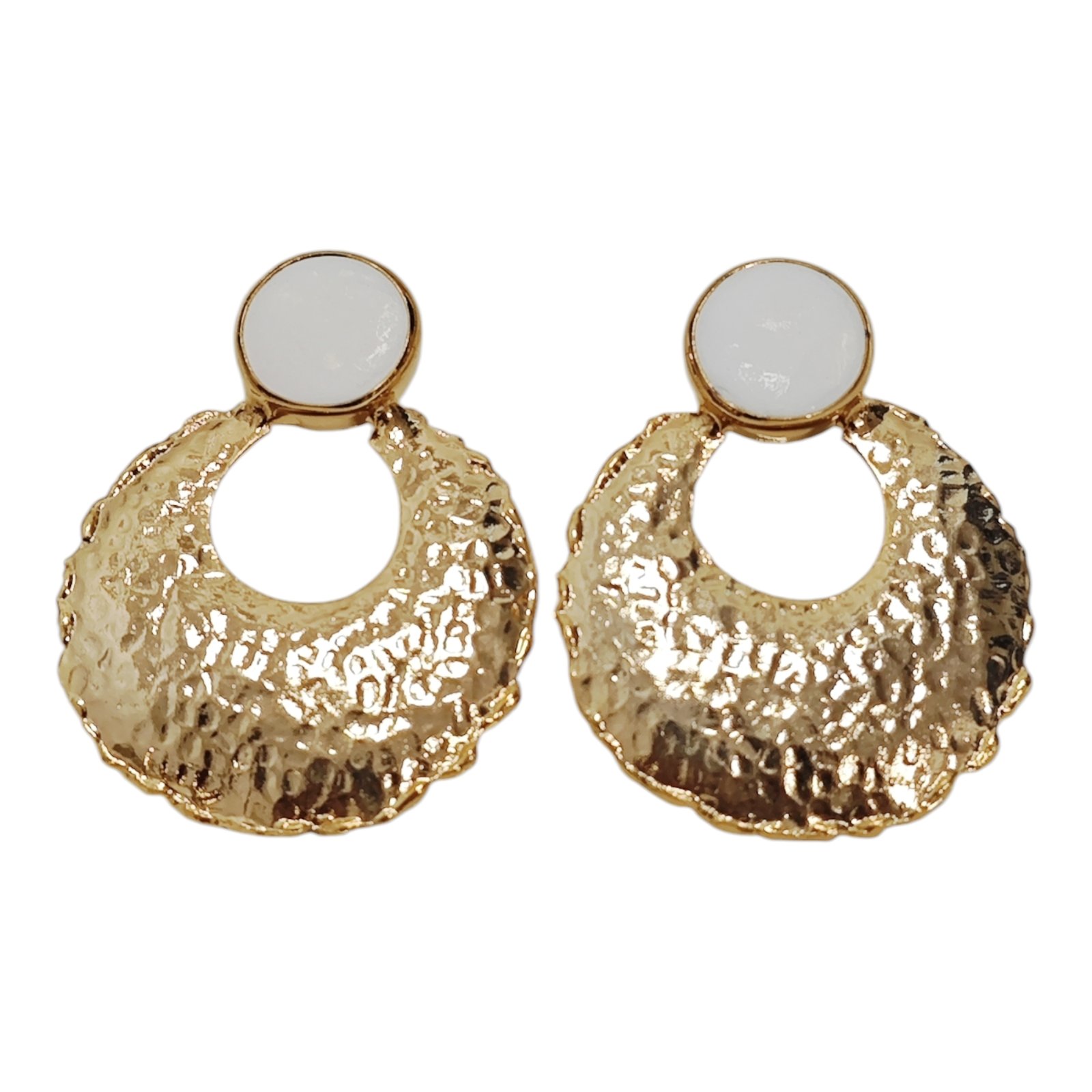 Boucles créateur \'Cléopatra\' blanc doré  - 50x40 mm - [S1906]