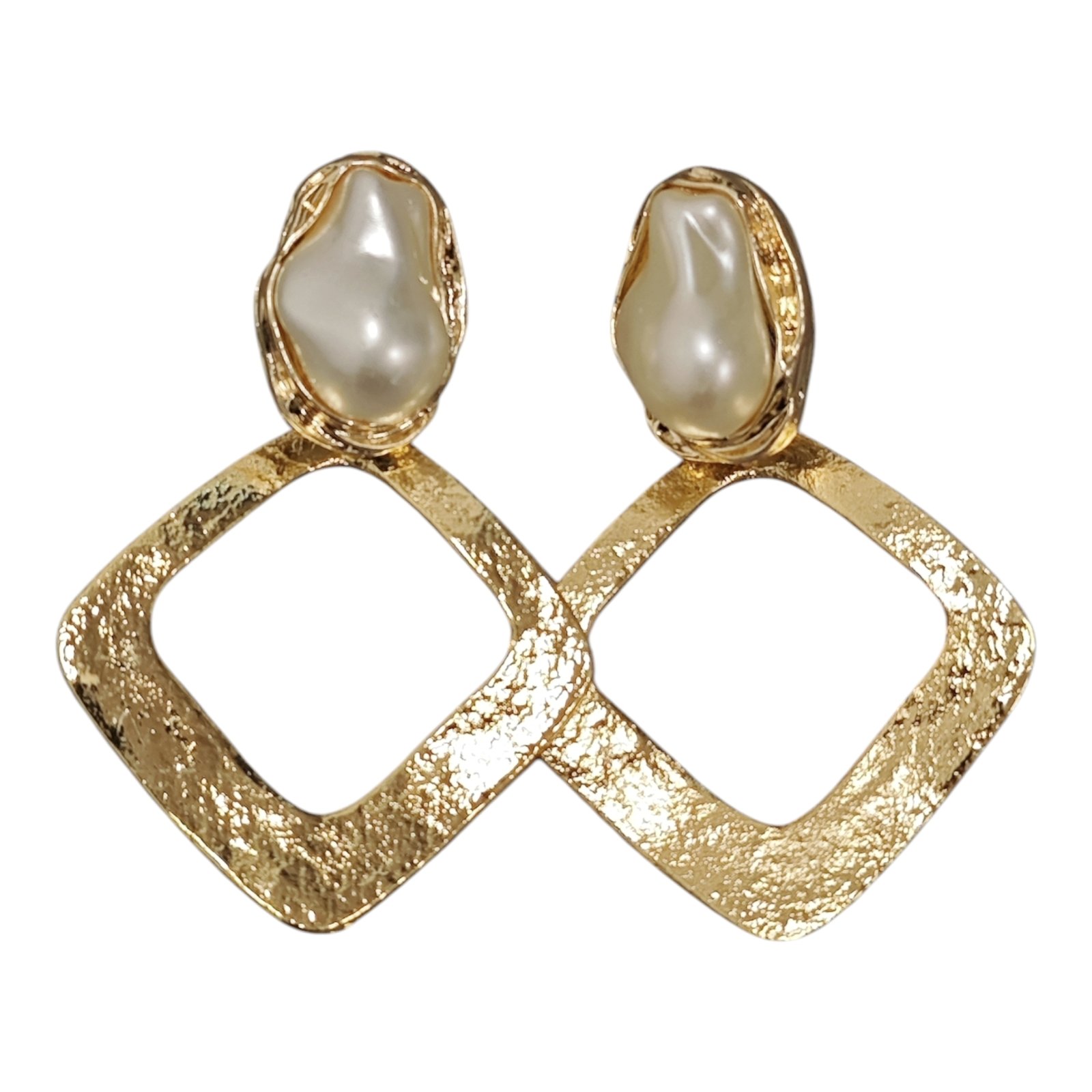 Boucles créateur \'Cléopatra\' blanc doré  - 70x45 mm - [S1907]