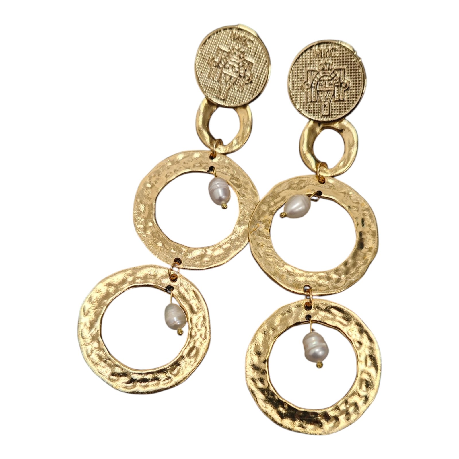 Boucles créateur \'Cléopatra\' gris doré  - 120x38 mm - [S1910]